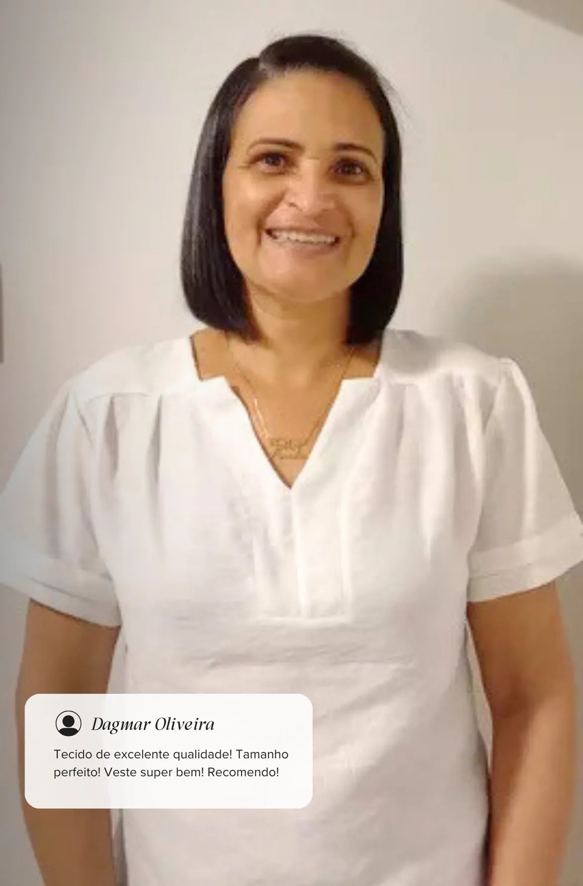 Blusa Manga Curta Decote "V" Graziela Branca