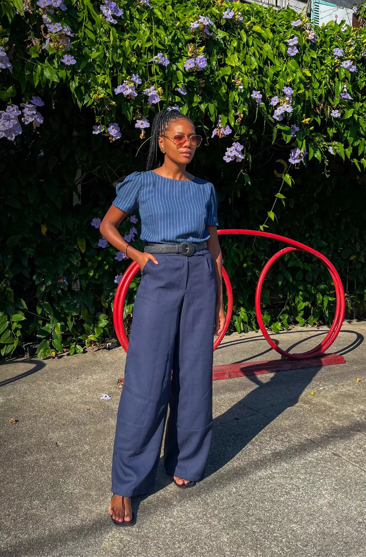Calça Pantalona Alfaiataria Mariane Azul Marinho