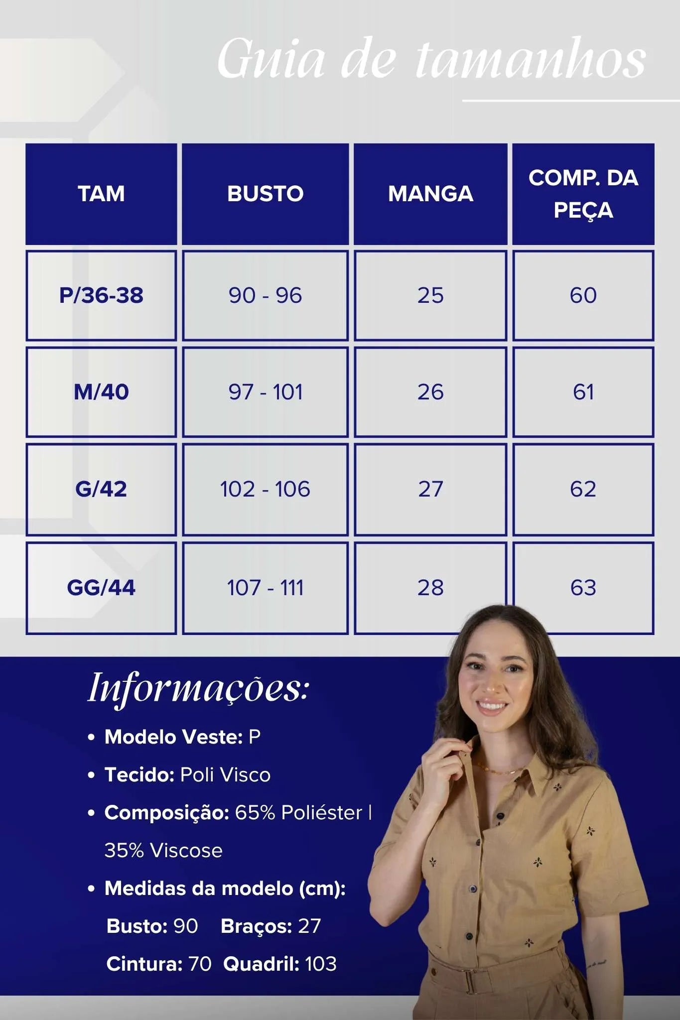 Camisa Manga Curta Bordada Poli Visco Bruna Marrom