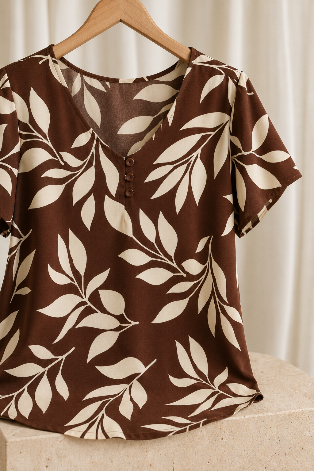 Blusa Crepe Classic que Não Amassa Olga Marrom