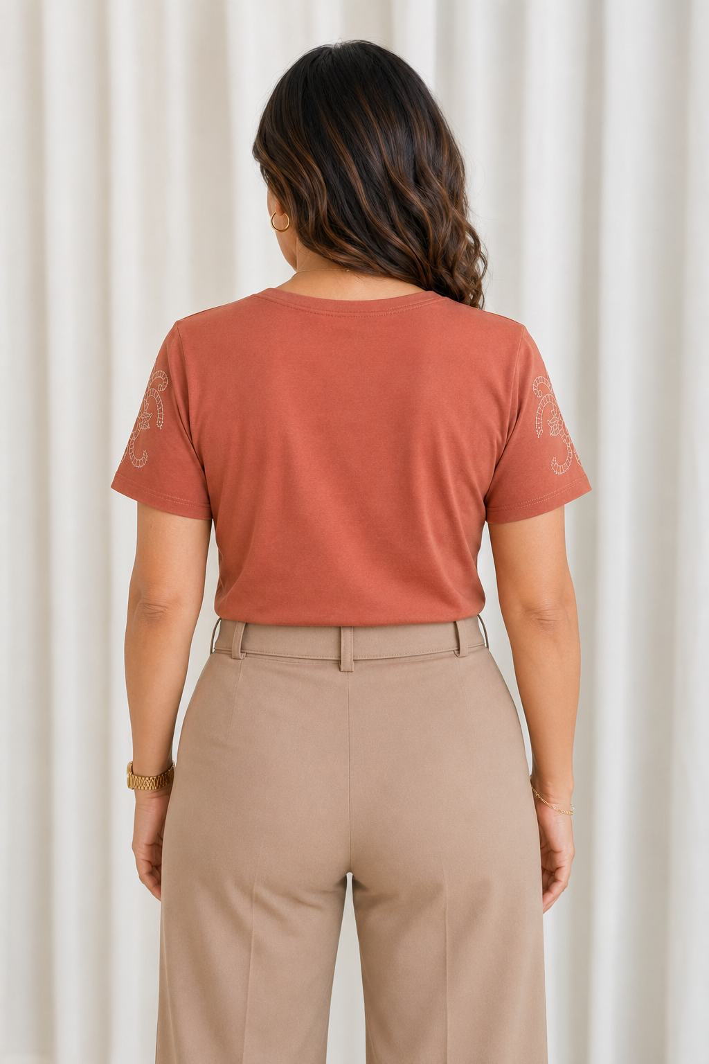 Blusa Cotton Lycra com Bordado Delicado Sabrina Rosê