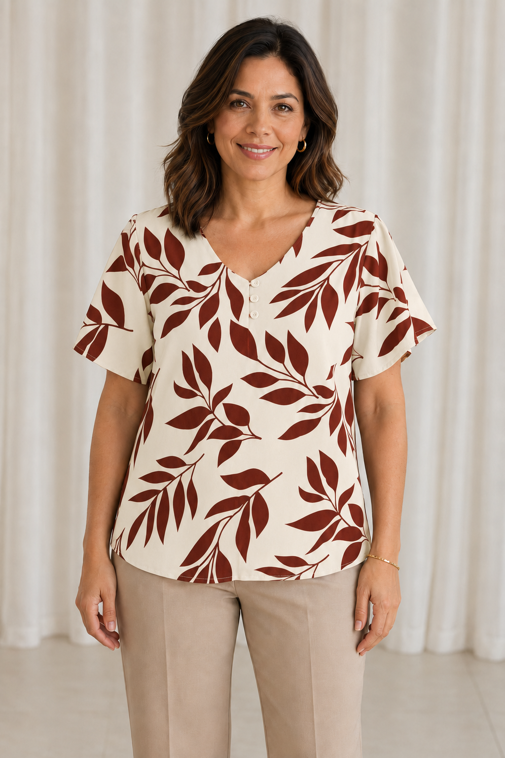 Blusa Crepe Classic que Não Amassa Olga Terracota