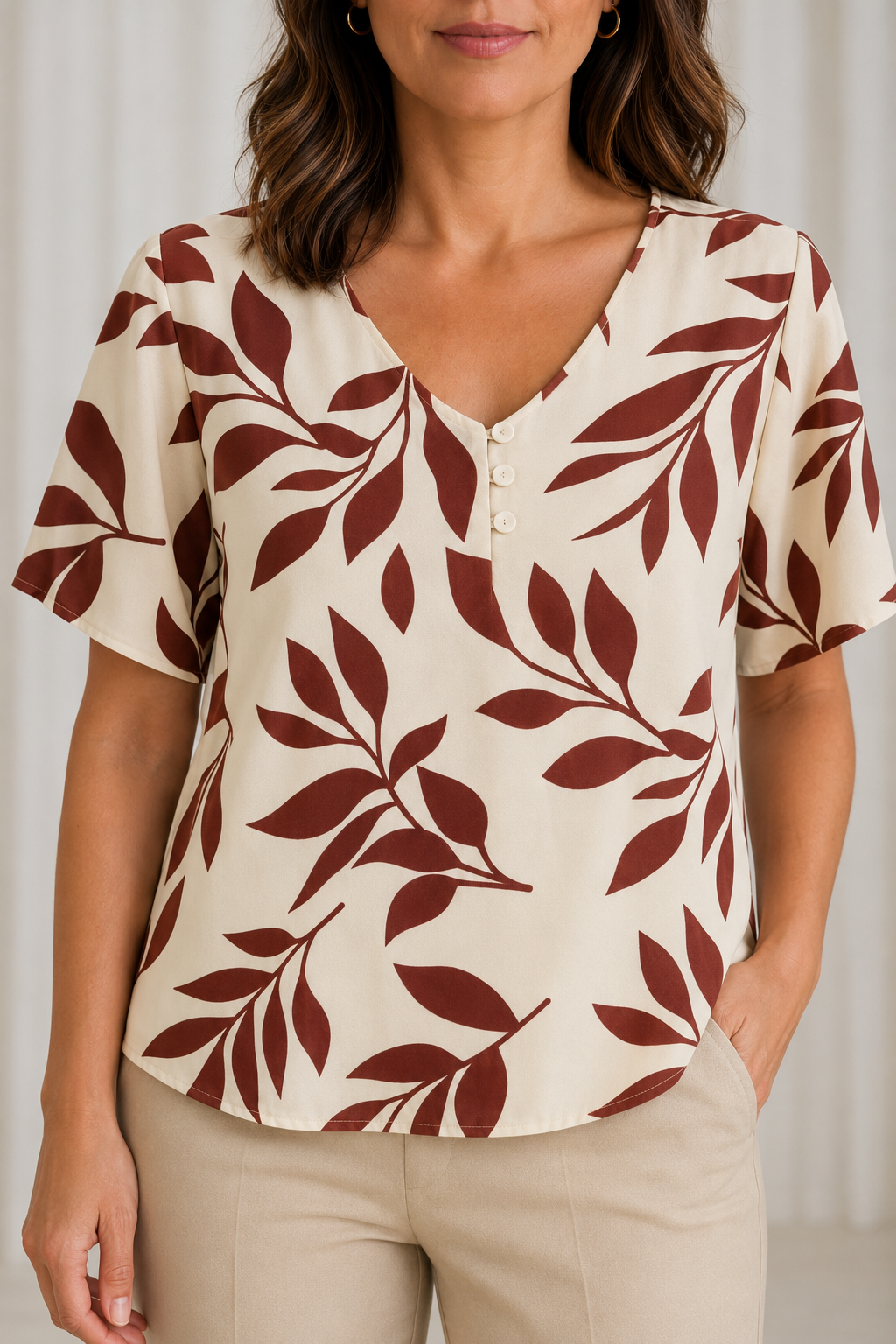Blusa Crepe Classic que Não Amassa Olga Terracota