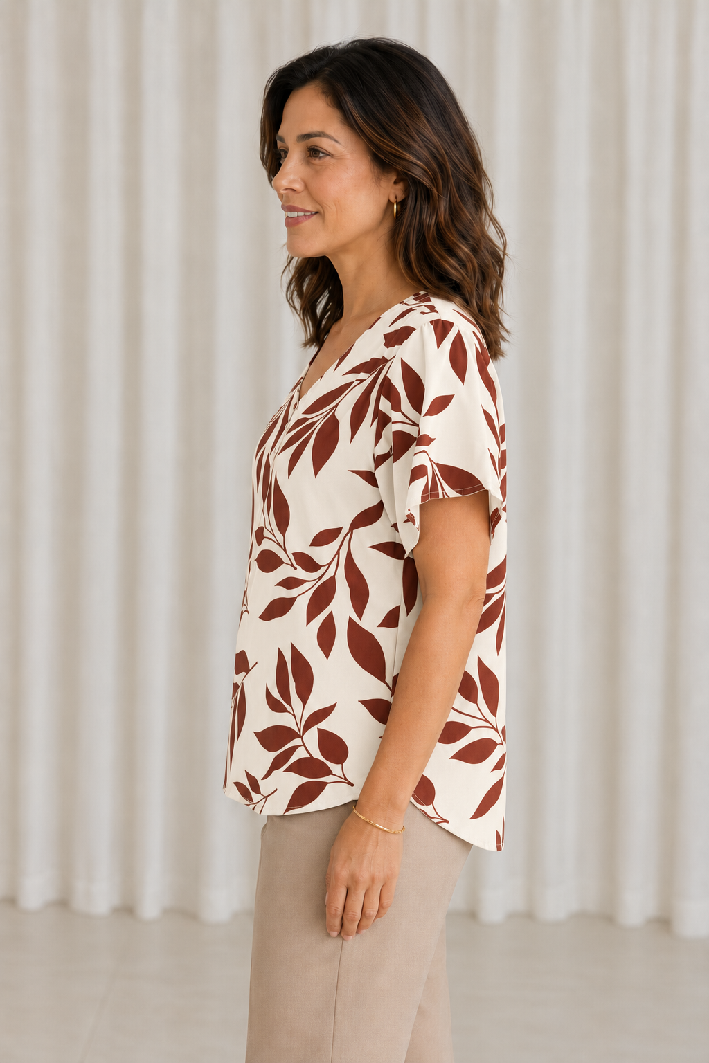 Blusa Crepe Classic que Não Amassa Olga Terracota