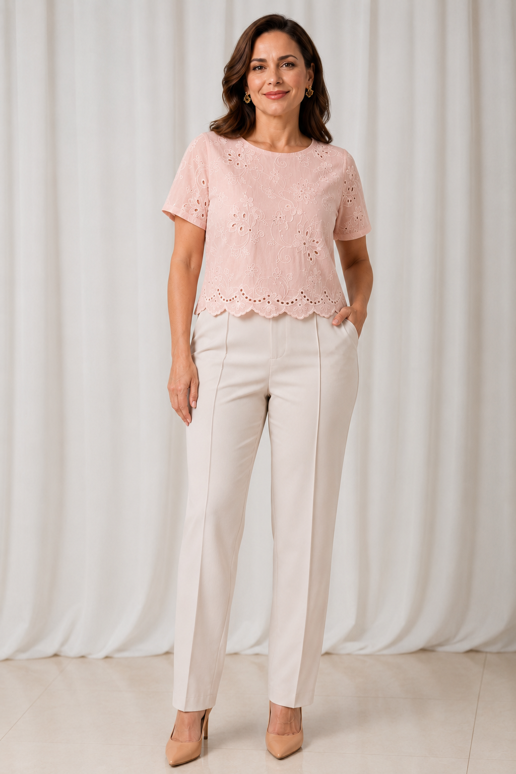 Blusa em Laise Fresca e Delicada Celine Rosa