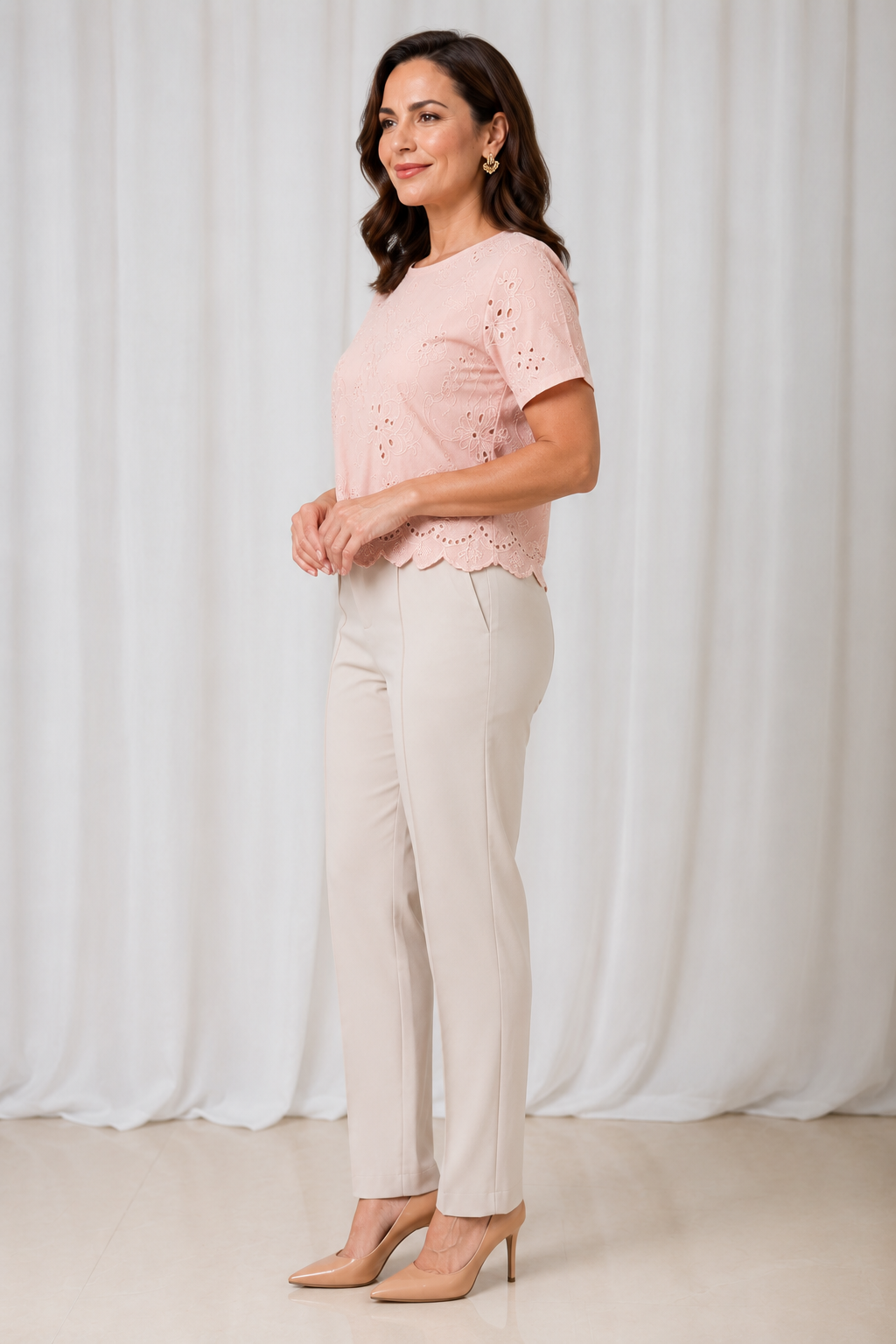 Blusa em Laise Fresca e Delicada Celine Rosa