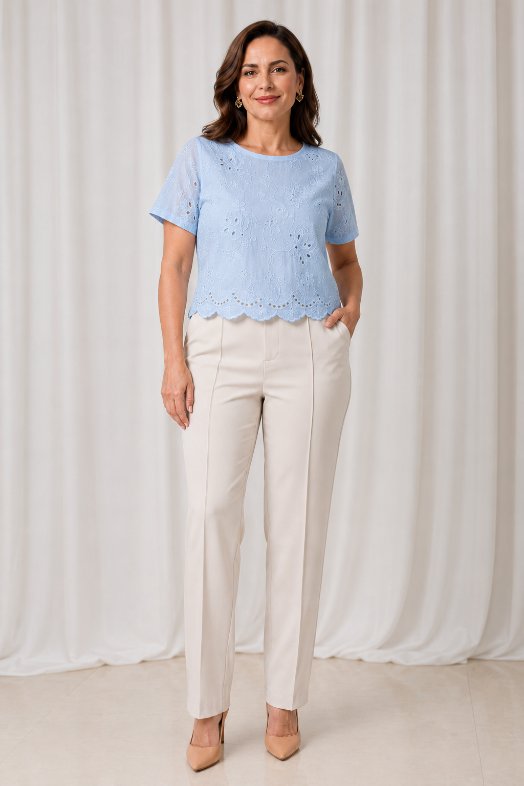 Blusa em Laise Fresca e Delicada Celine Azul