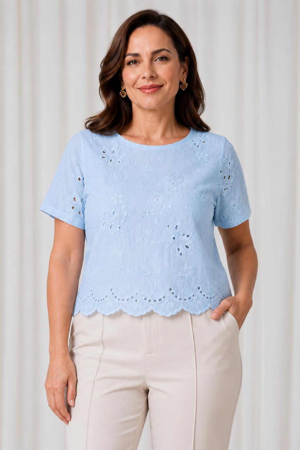Blusa em Laise Fresca e Delicada Celine Azul