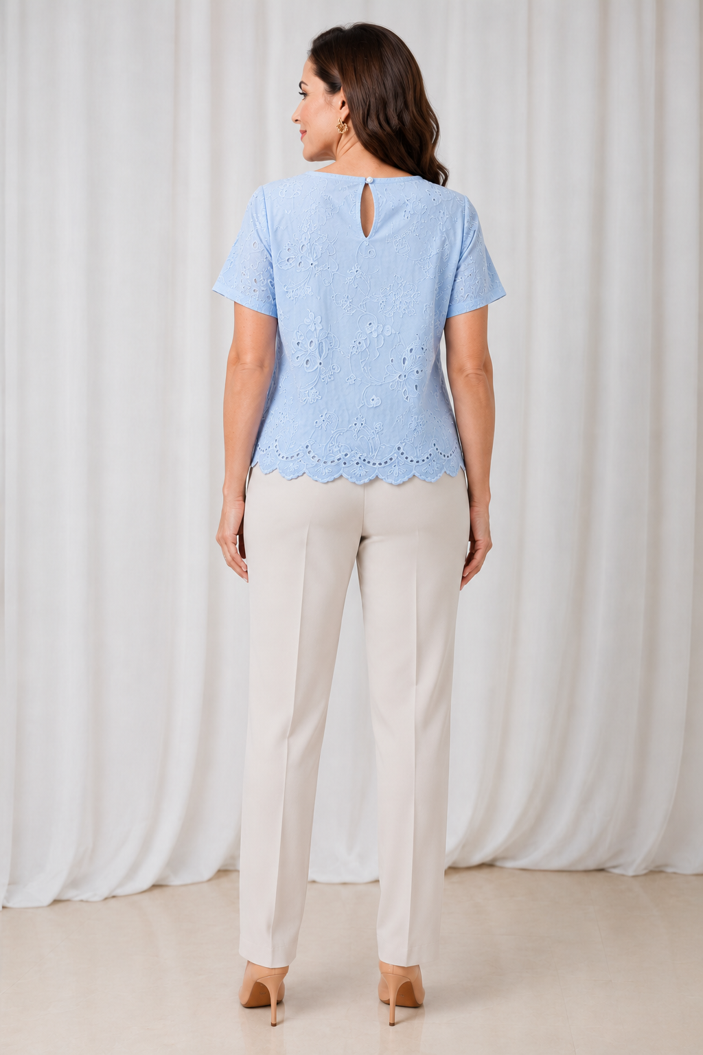 Blusa em Laise Fresca e Delicada Celine Azul