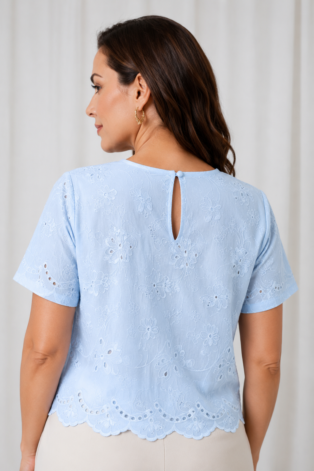 Blusa em Laise Fresca e Delicada Celine Azul