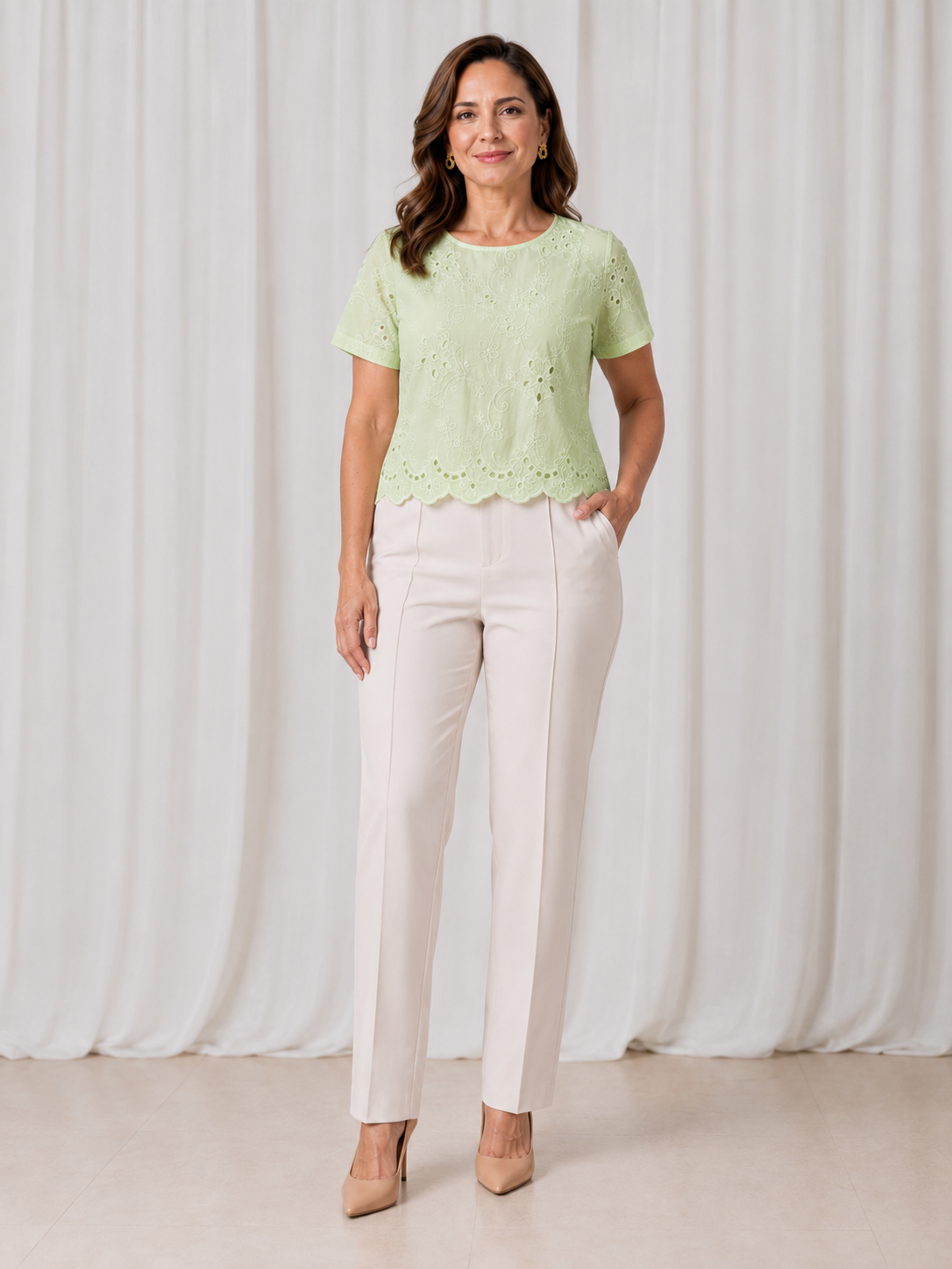 Blusa em Laise Fresca e Delicada Celine Verde