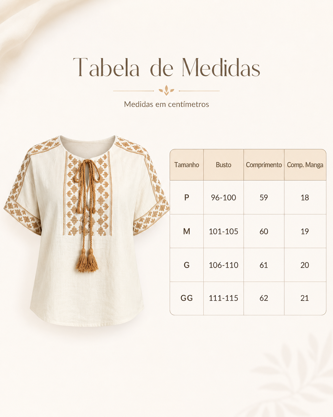 Blusa Em Cotton Linho Fresca Bordada Com Amarração Edna Branca