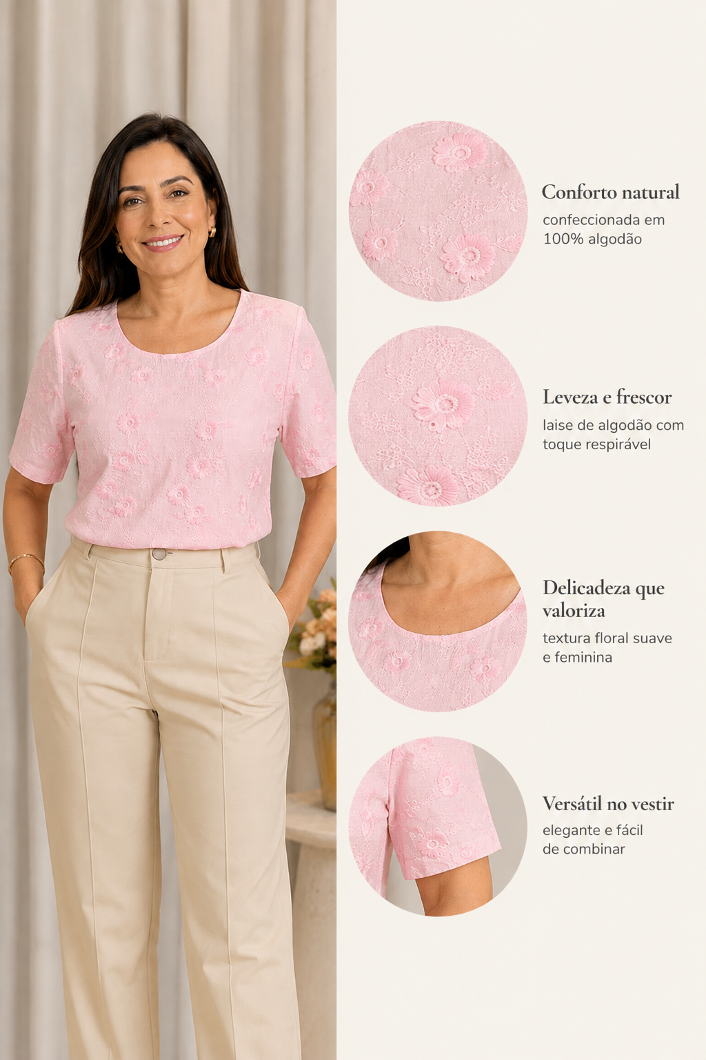 Blusa Laise Delicada Amara Rosa