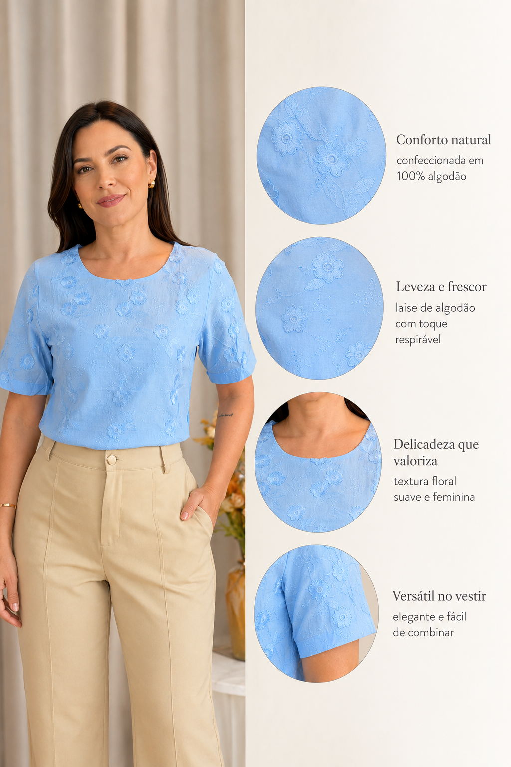 Blusa Laise Delicada Amara Azul