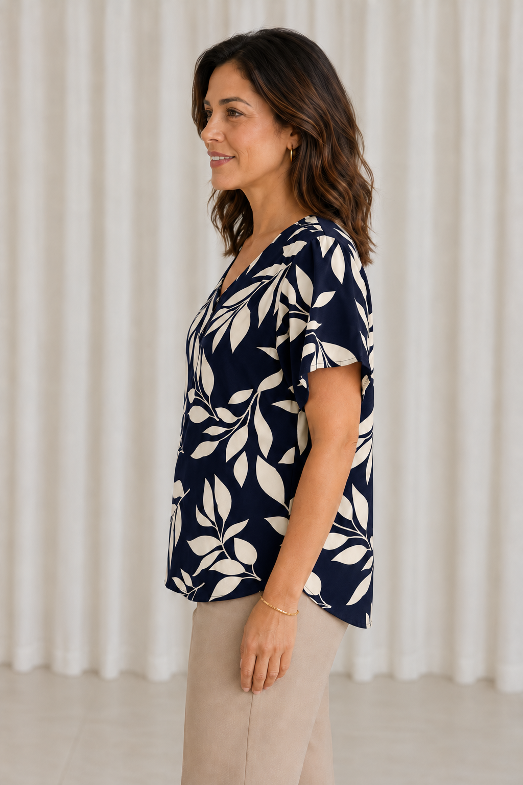 Blusa Crepe Classic que Não Amassa Olga Azul Marinho