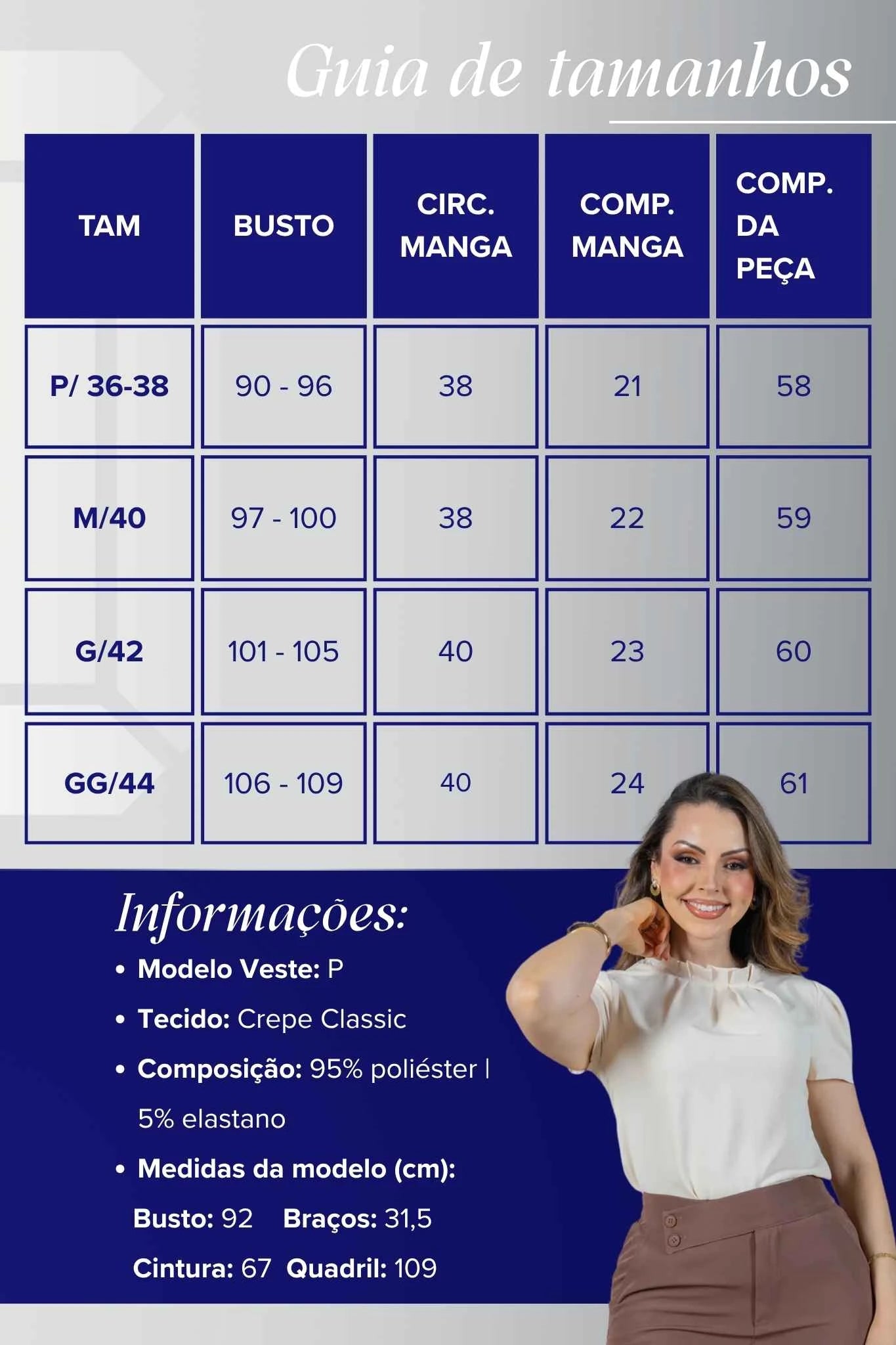 Blusa Manga Curta em Crepe Classic com Meia Gola e Pregas Dalila Creme