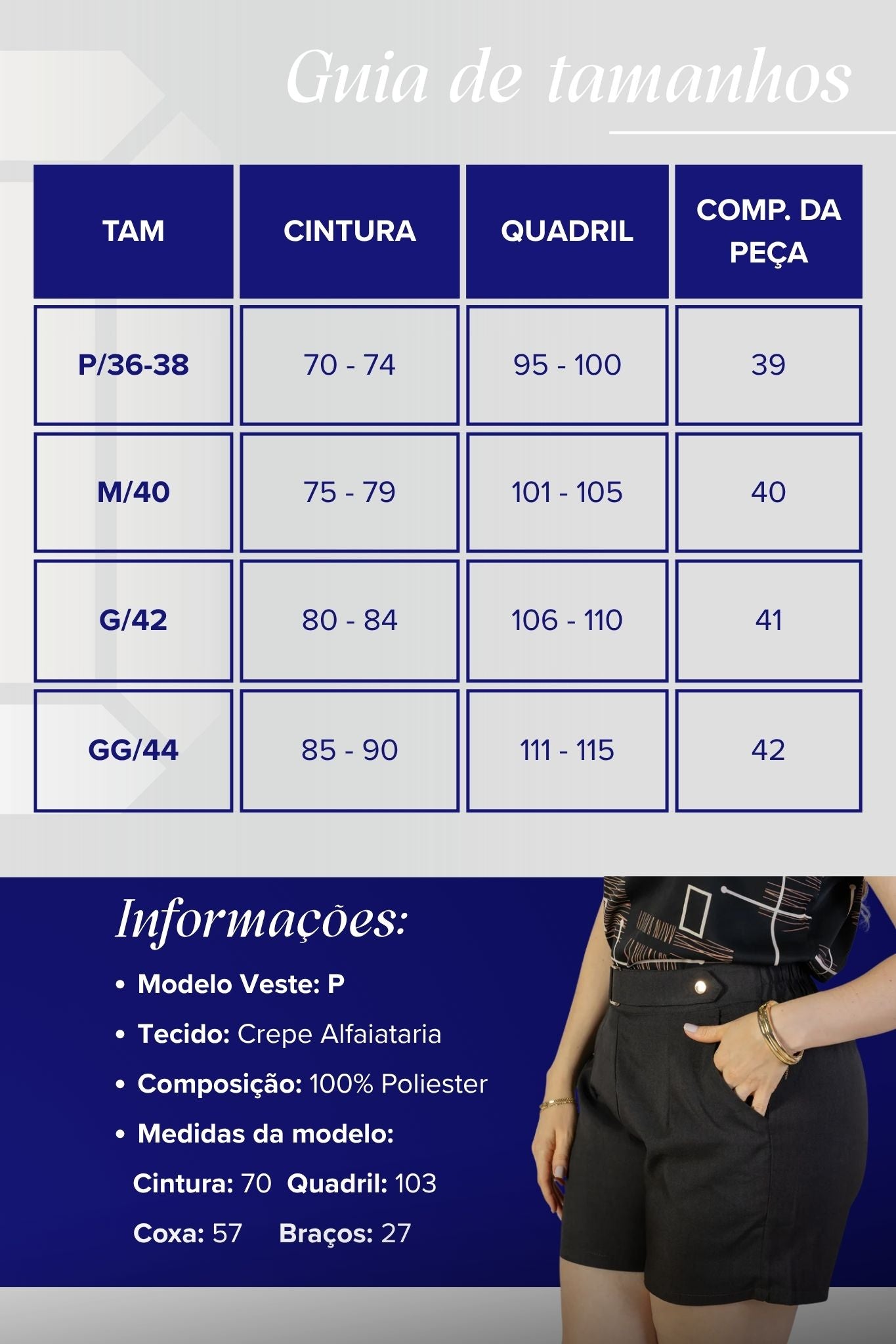 Shorts Detalhe Fivela Metálica Alfaiataria Lux Eliane Preto