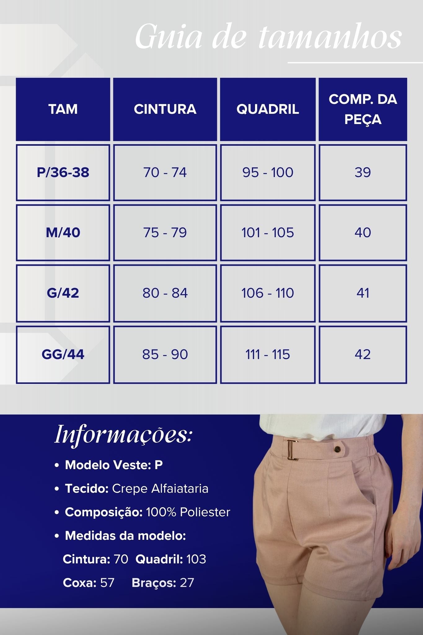 Shorts Detalhe Fivela Metálica Alfaiataria Lux Eliane Rosa