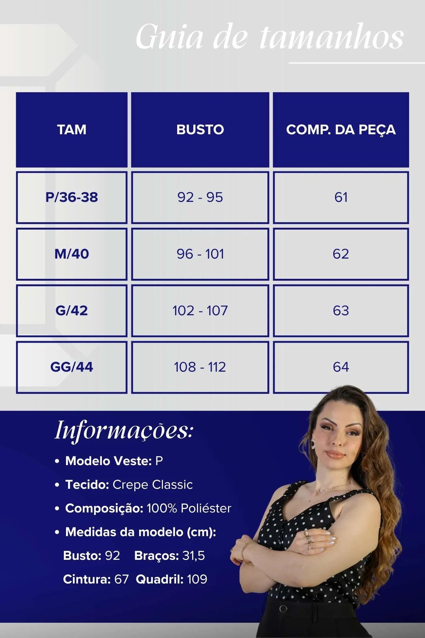 Blusa Regata Detalhe Botões Crepe Classic Elise Estampa Poá Preta