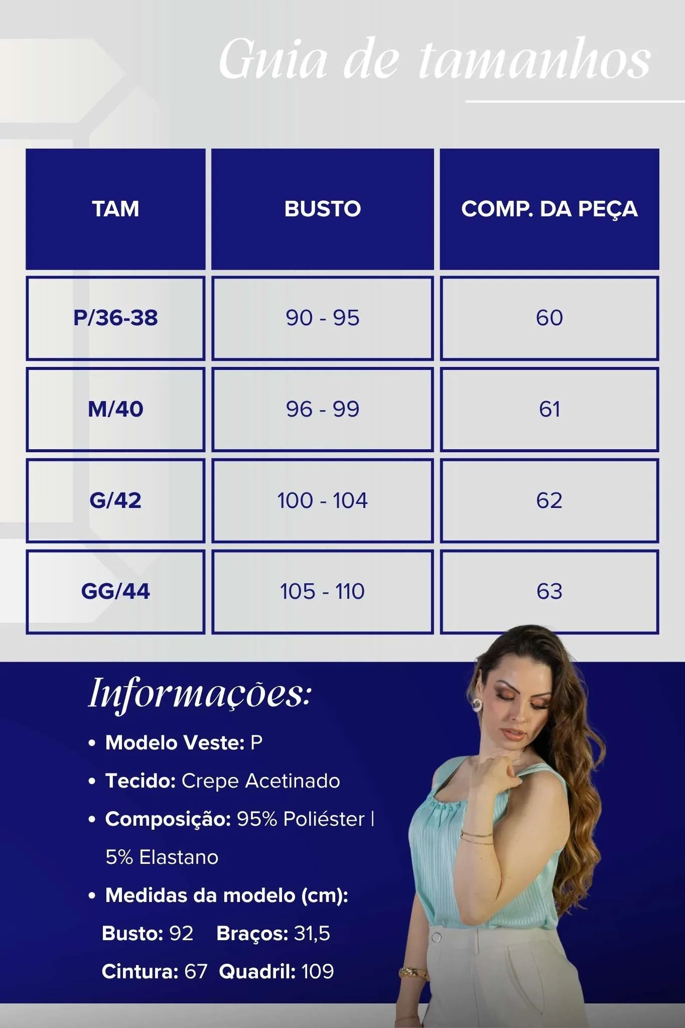 Blusa Regata Detalhe Gola Pérolas Crepe Acetinado Estefani Ciano