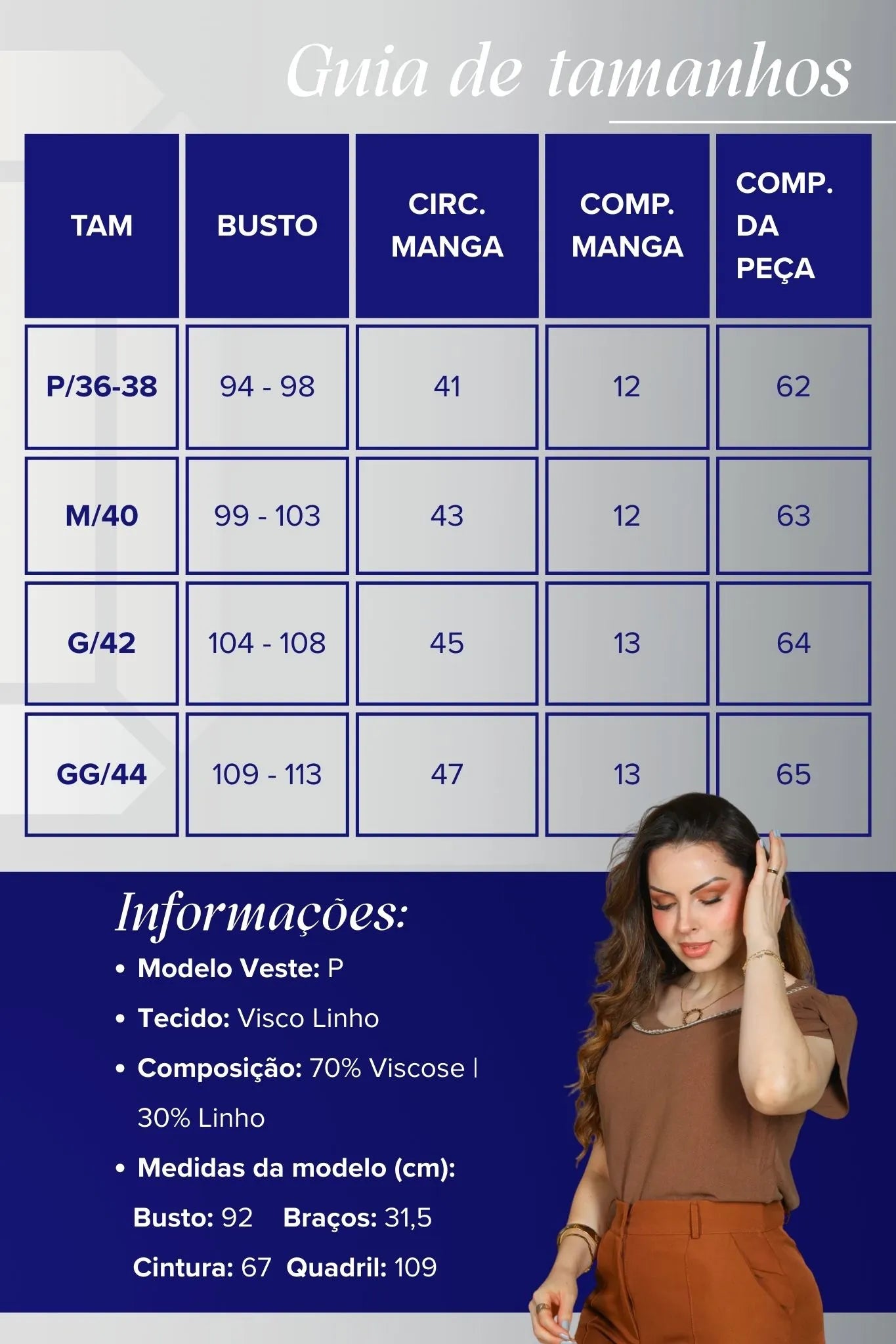 Blusa Manga Curta Transpassada Visco Linho Detalhe Colo Fabiana Marrom