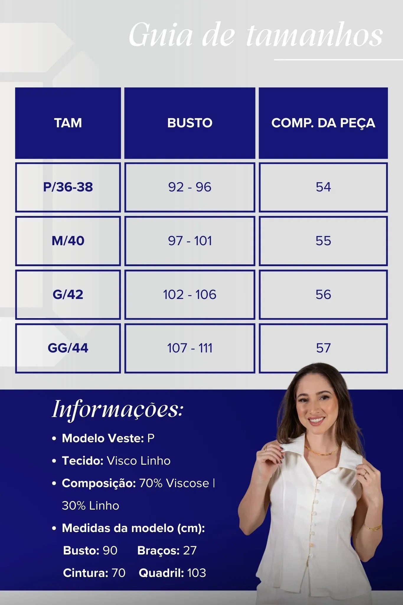 Camisa Regata Detalhe Botões Visco Linho Flávia Branca
