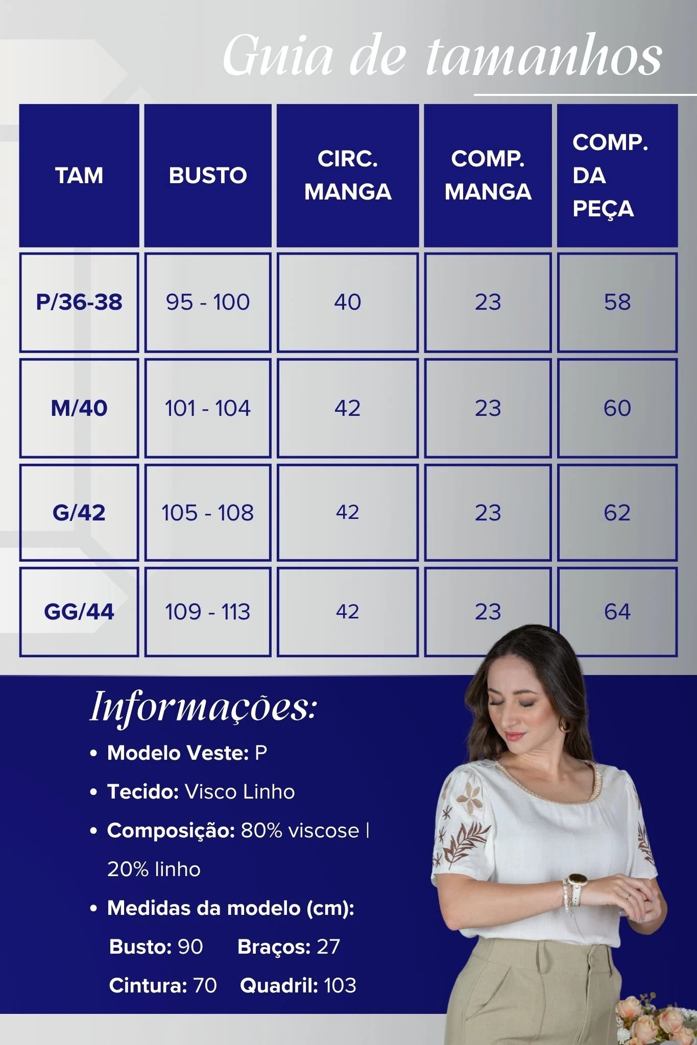 Blusa Manga Curta em Visco-Linho com Detalhes Bordados Flora Off White