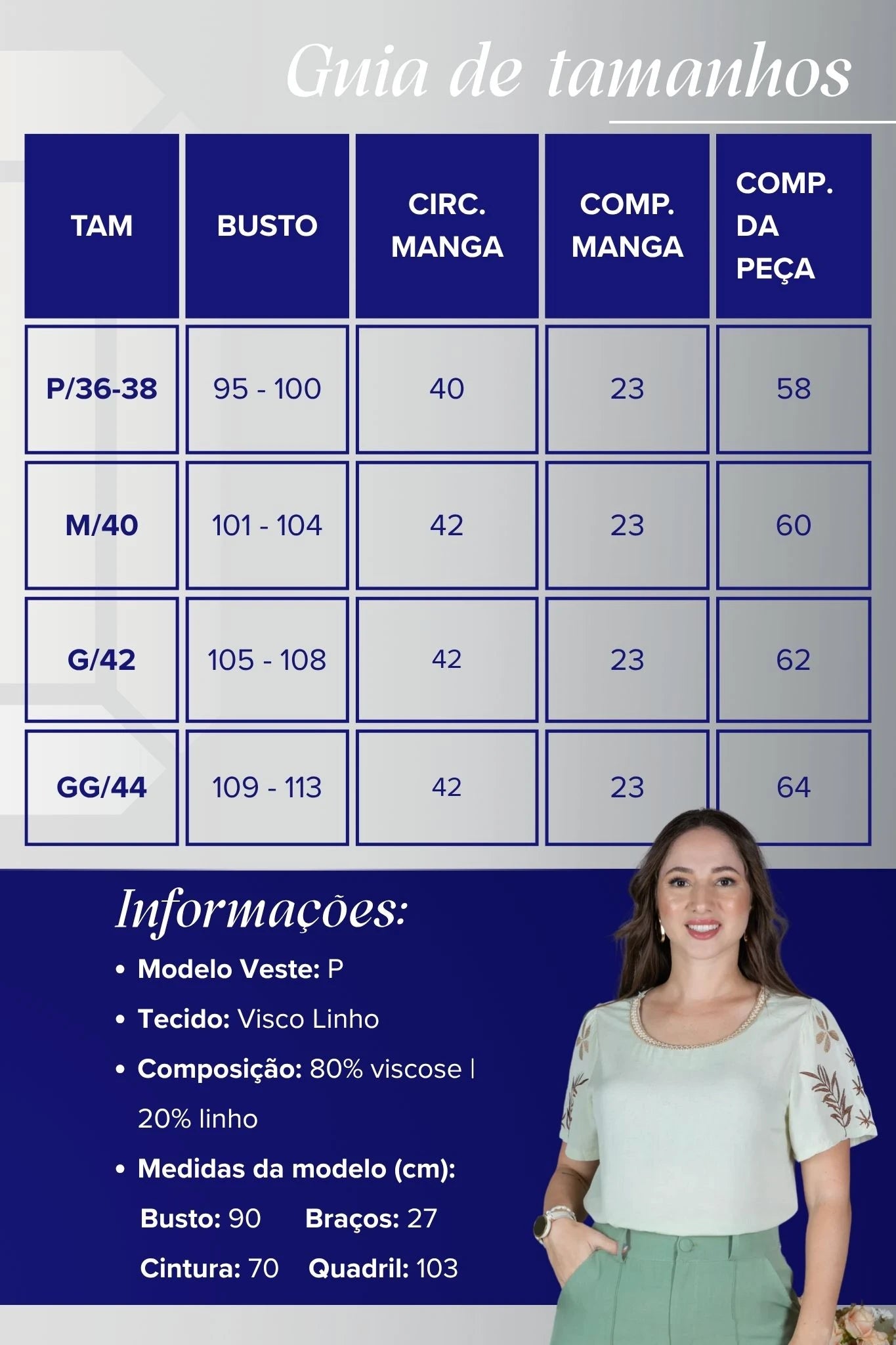 Blusa Manga Curta em Visco-Linho com Detalhes Bordados Flora Verde