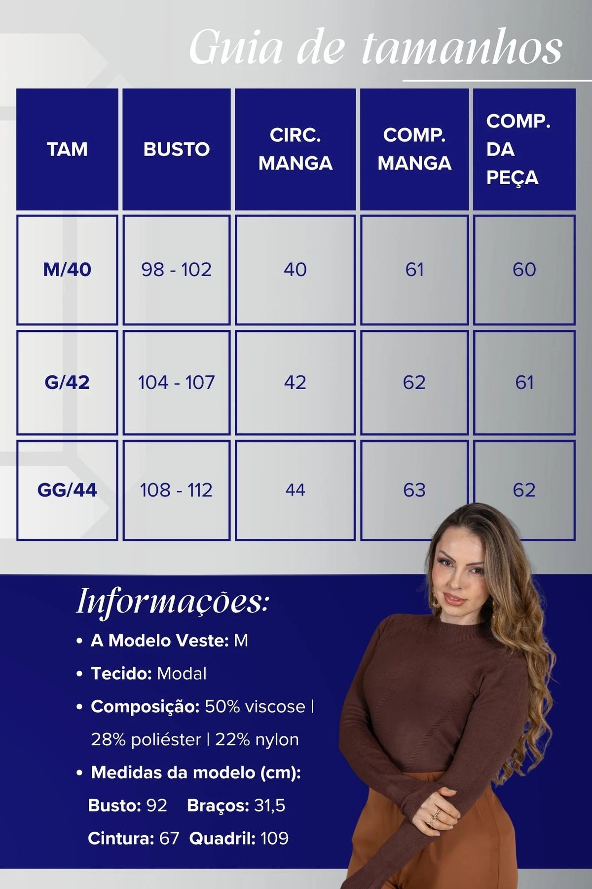 Tricot Manga Longa Meia Gola em Modal Gabriela Marrom Escuro