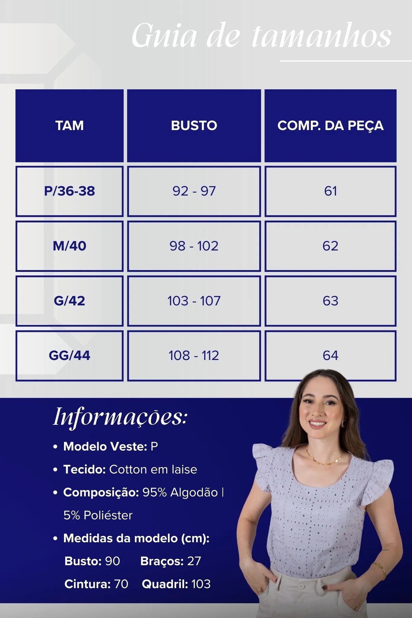 Regata Babados Cotton Em Laise Gabriela Cinza Azulado