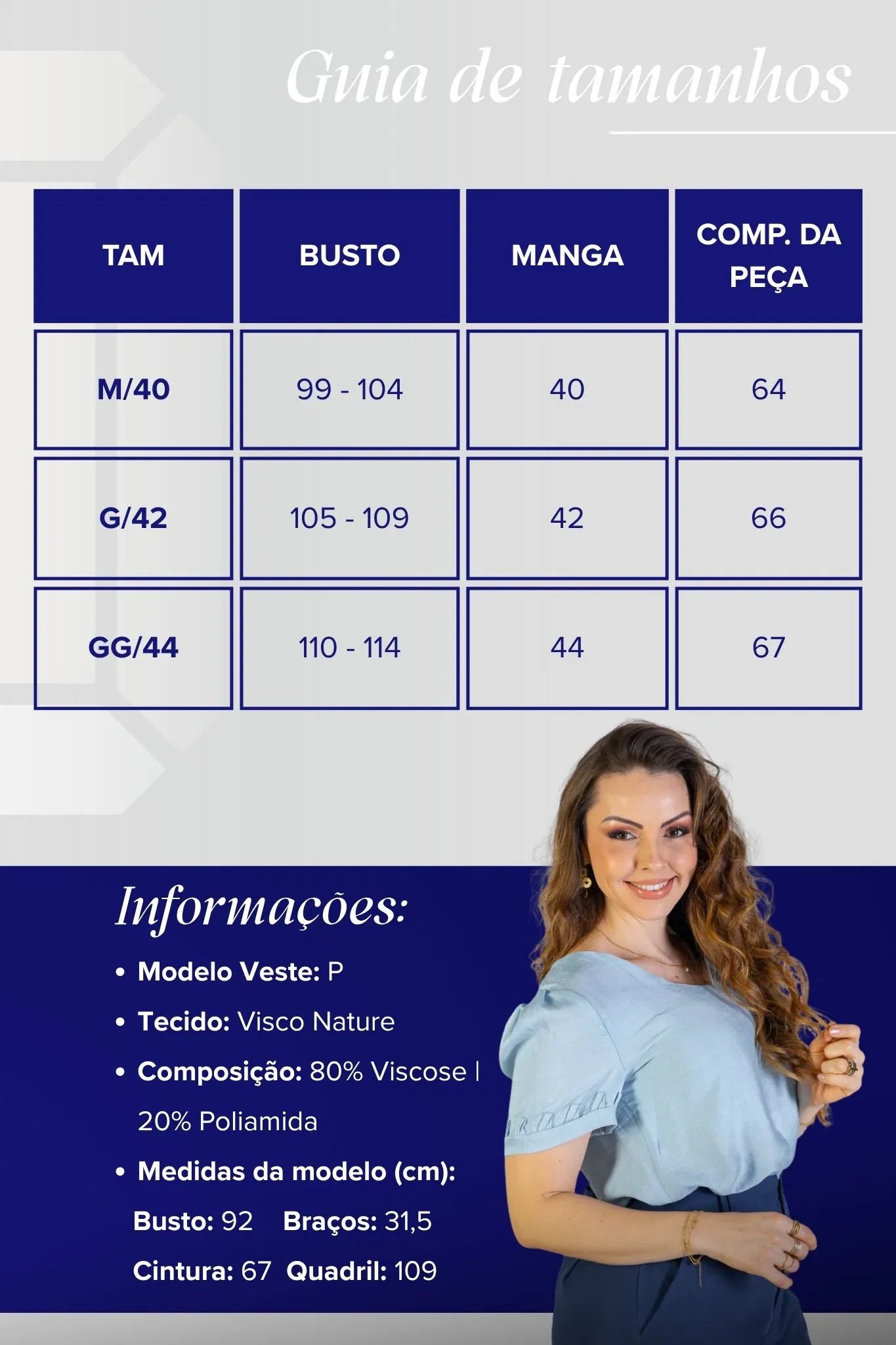 Blusa Manga Curta Decote "V" Visco Nature Gal Costa Azul
