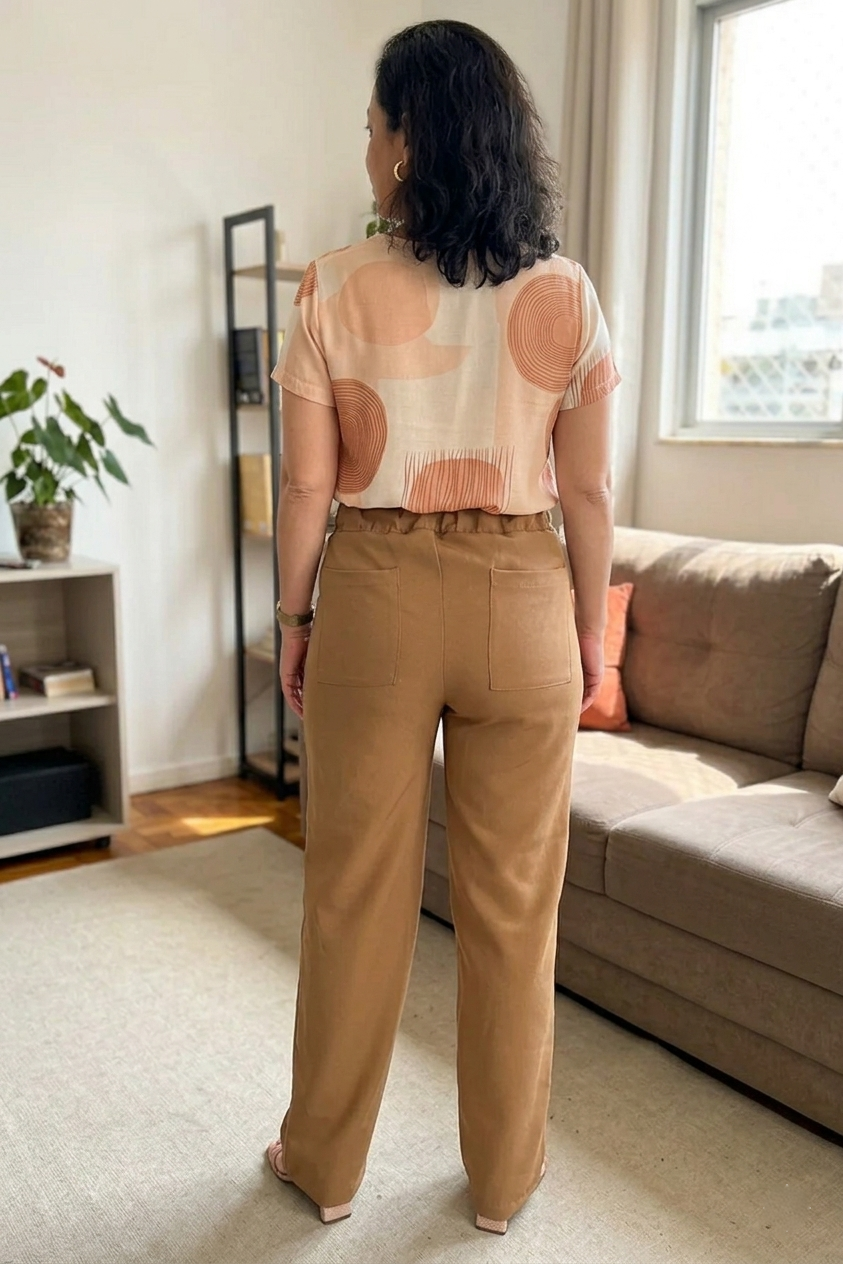 Calça Alfaiataria Corte Reto Ana Julia Marrom