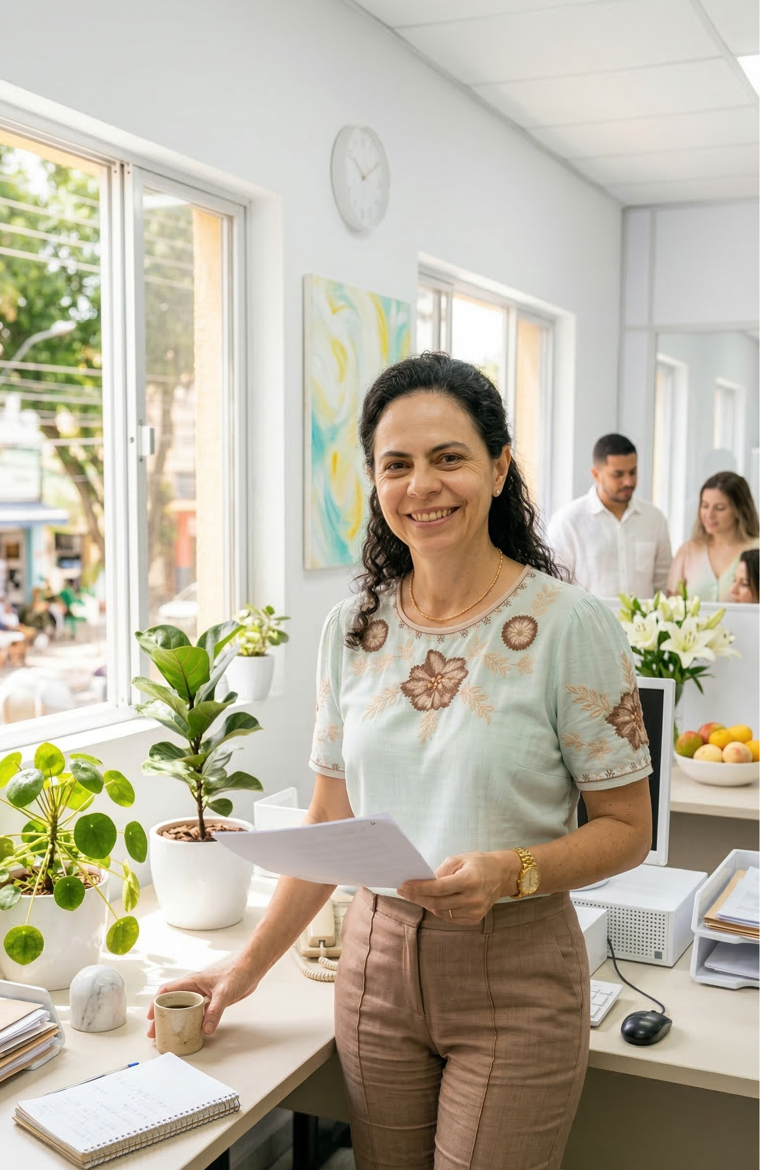 Blusa Manga Curta Visco-Linho Detalhes Bordados em Flores Darcy Verde
