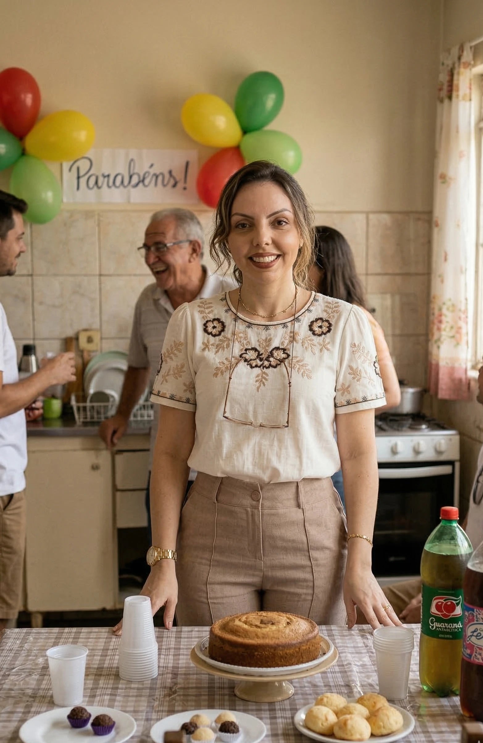 Blusa Manga Curta Visco-Linho Detalhes Bordados em Flores Darcy Branca
