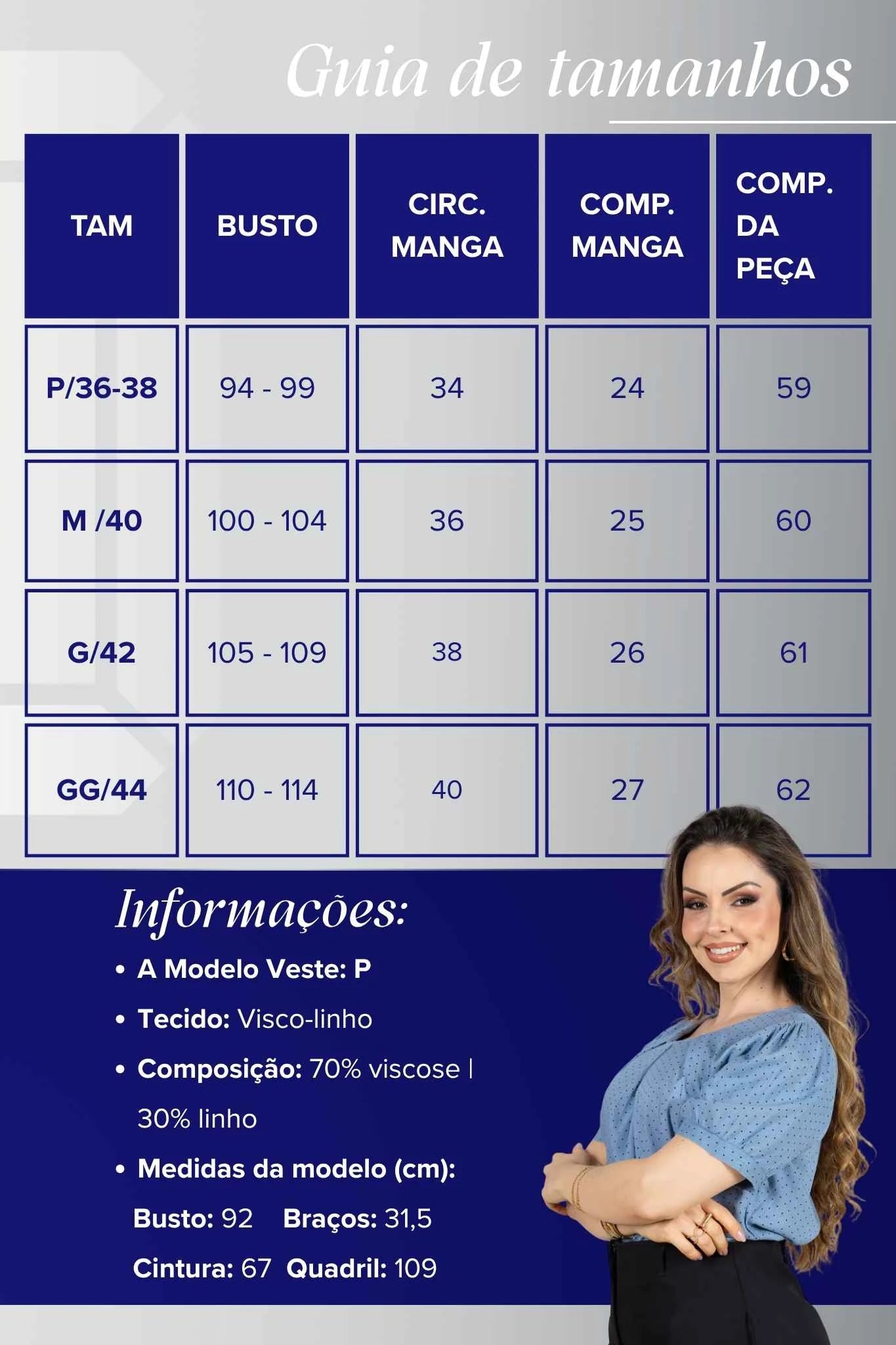 Blusa Manga Curta em Visco-linho e Colo em Pregas Estampa Poá Giovana Azul