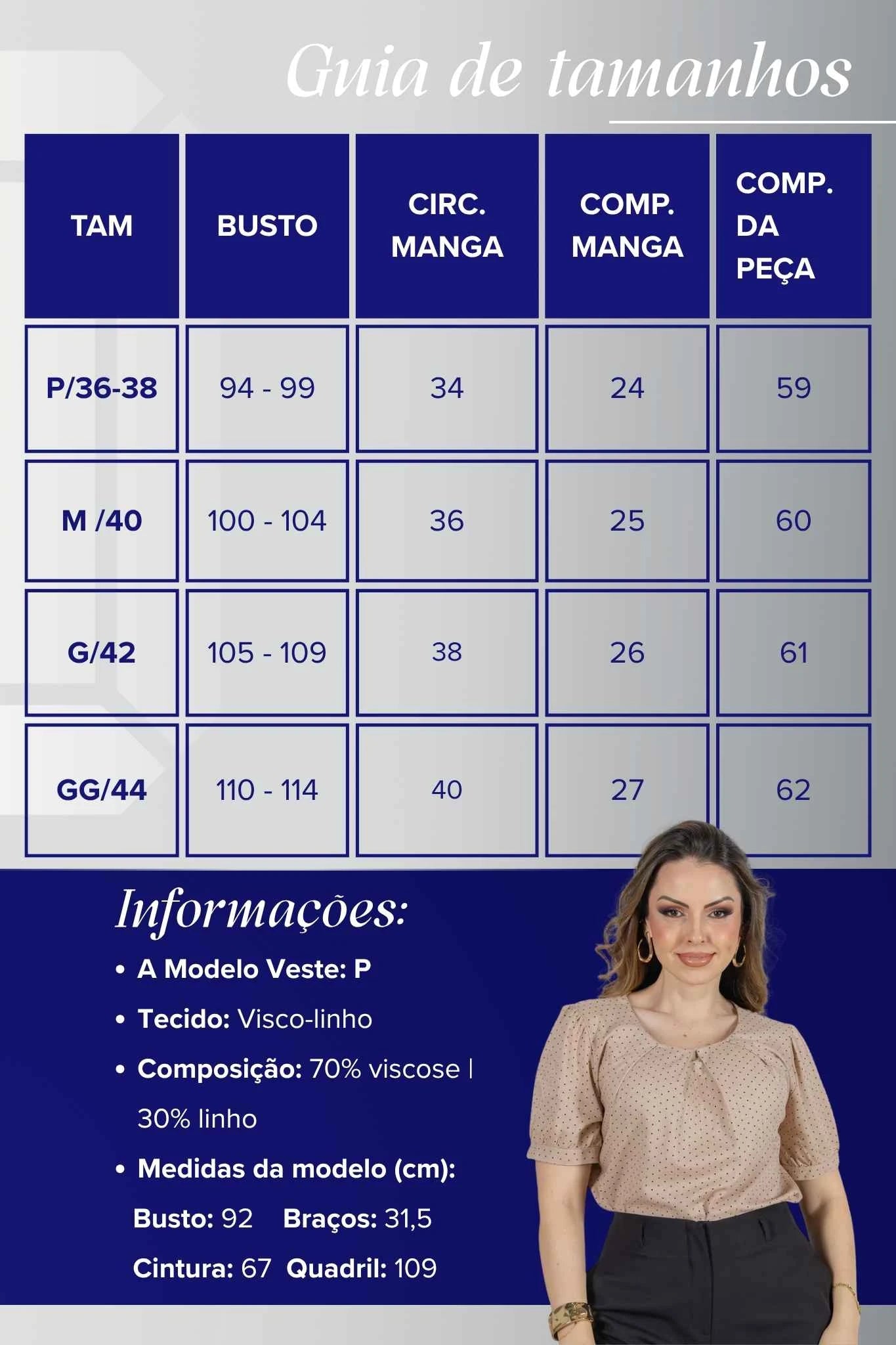 Blusa Manga Curta em Visco-linho e Colo em Pregas Estampa Poá Giovana Bege
