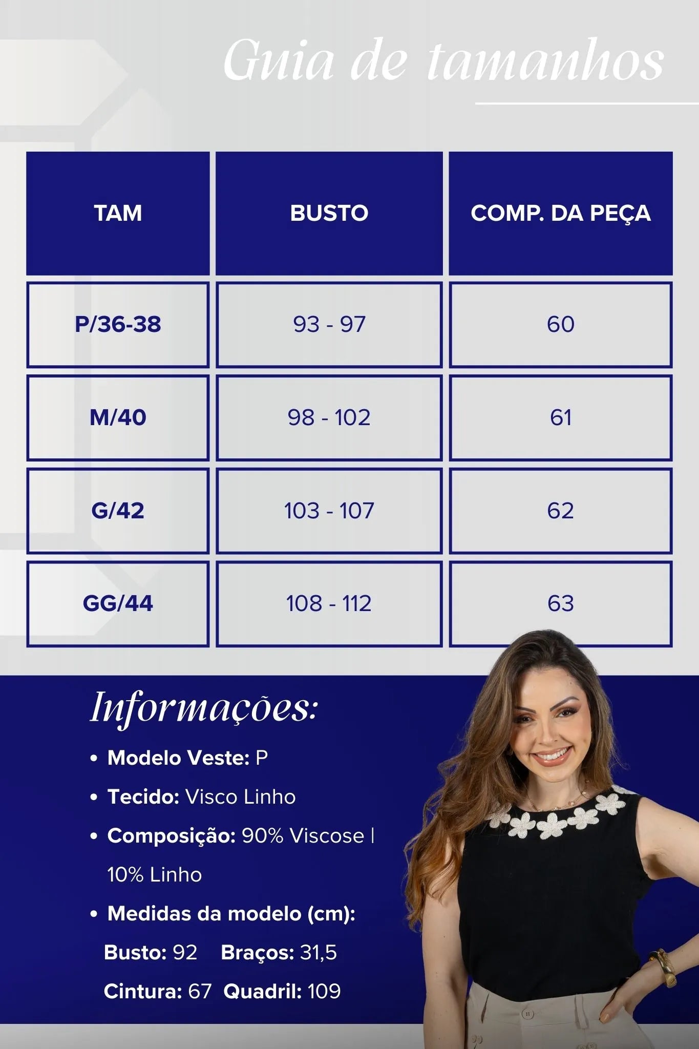 Regata Detalhe Flores Colo Visco Linho Giovana Preta