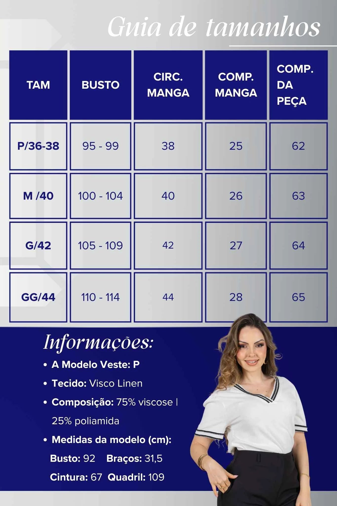 Blusa Manga Curta Decote em "V" em Visco Linen com Bordado Contrastante Helen Branca
