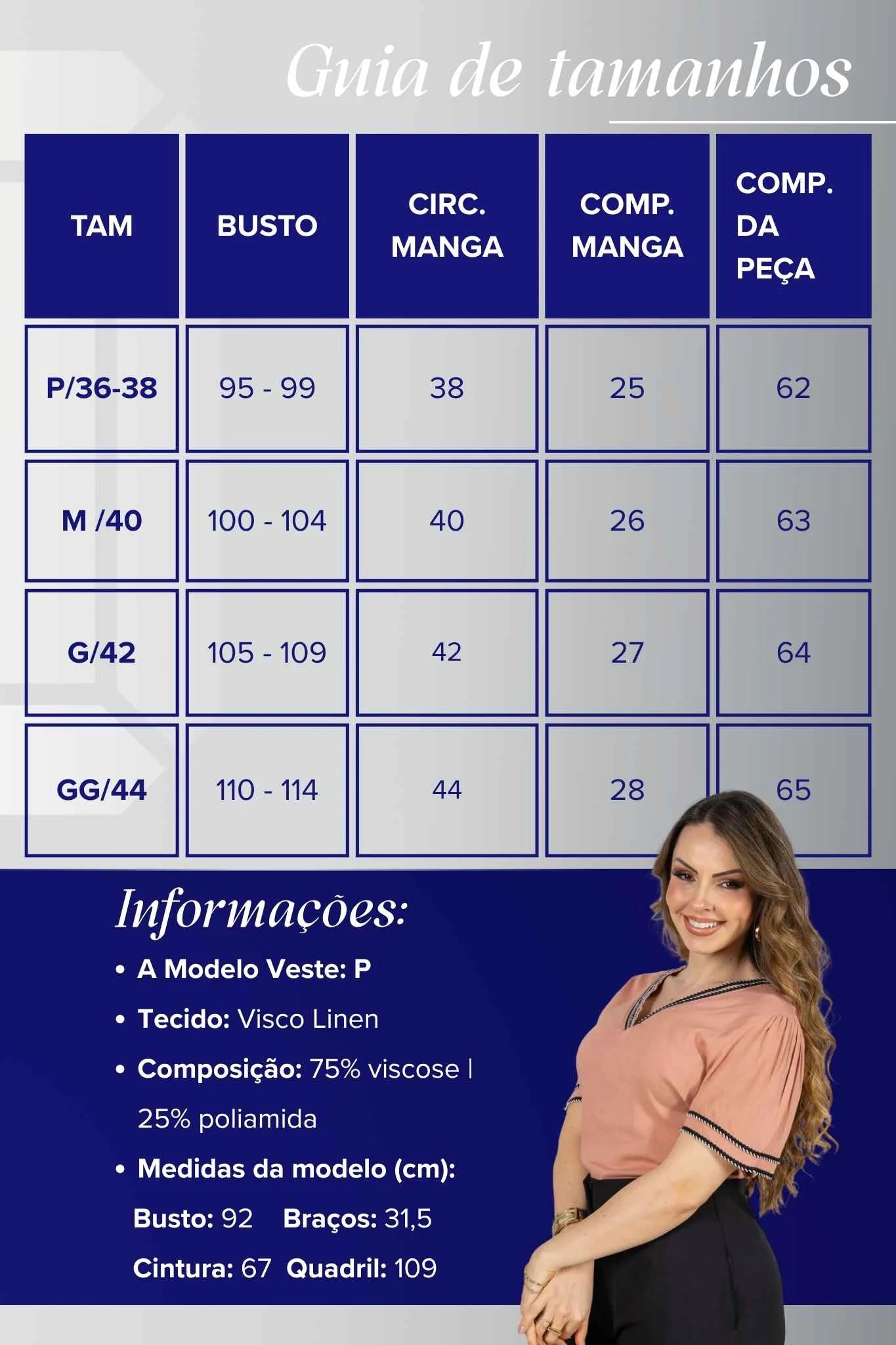 Blusa Manga Curta Decote em "V" em Visco Linen com Bordado Contrastante Helen Rosê