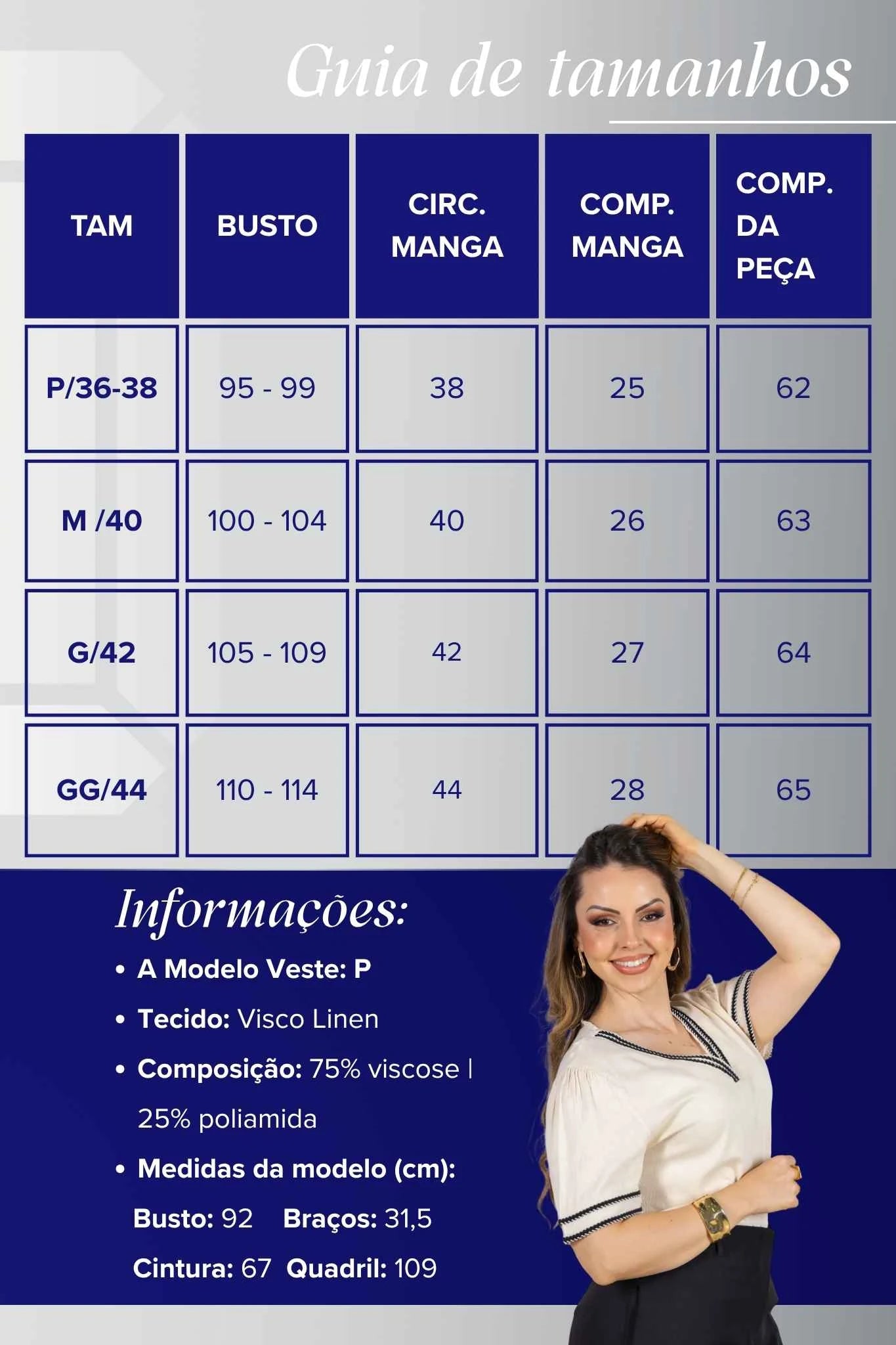 Blusa Manga Curta Decote em "V" em Visco Linen com Bordado Contrastante Helen Creme
