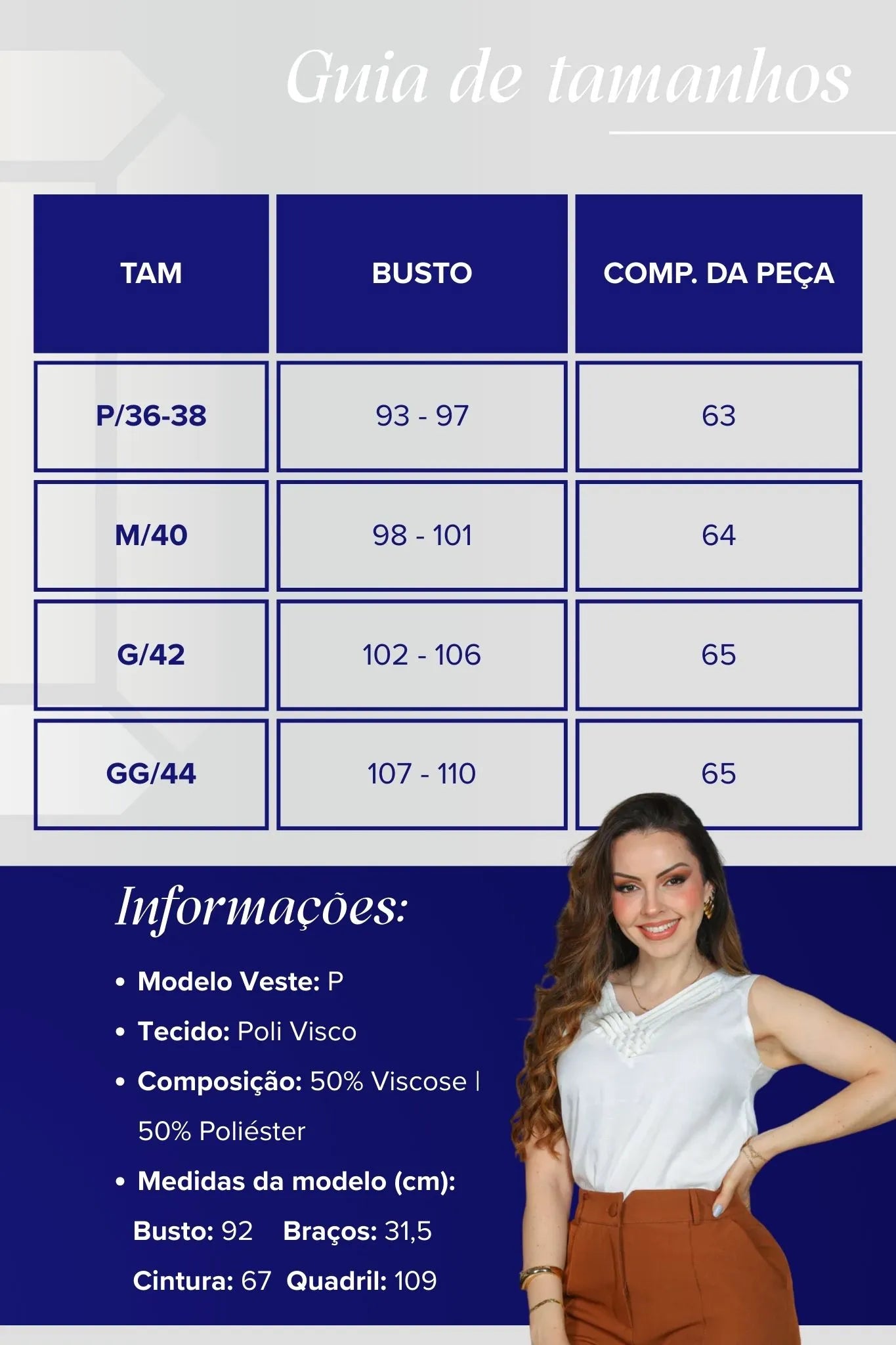 Blusa Regata em Poli Visco Detalhe Decote "V" Helena Branca