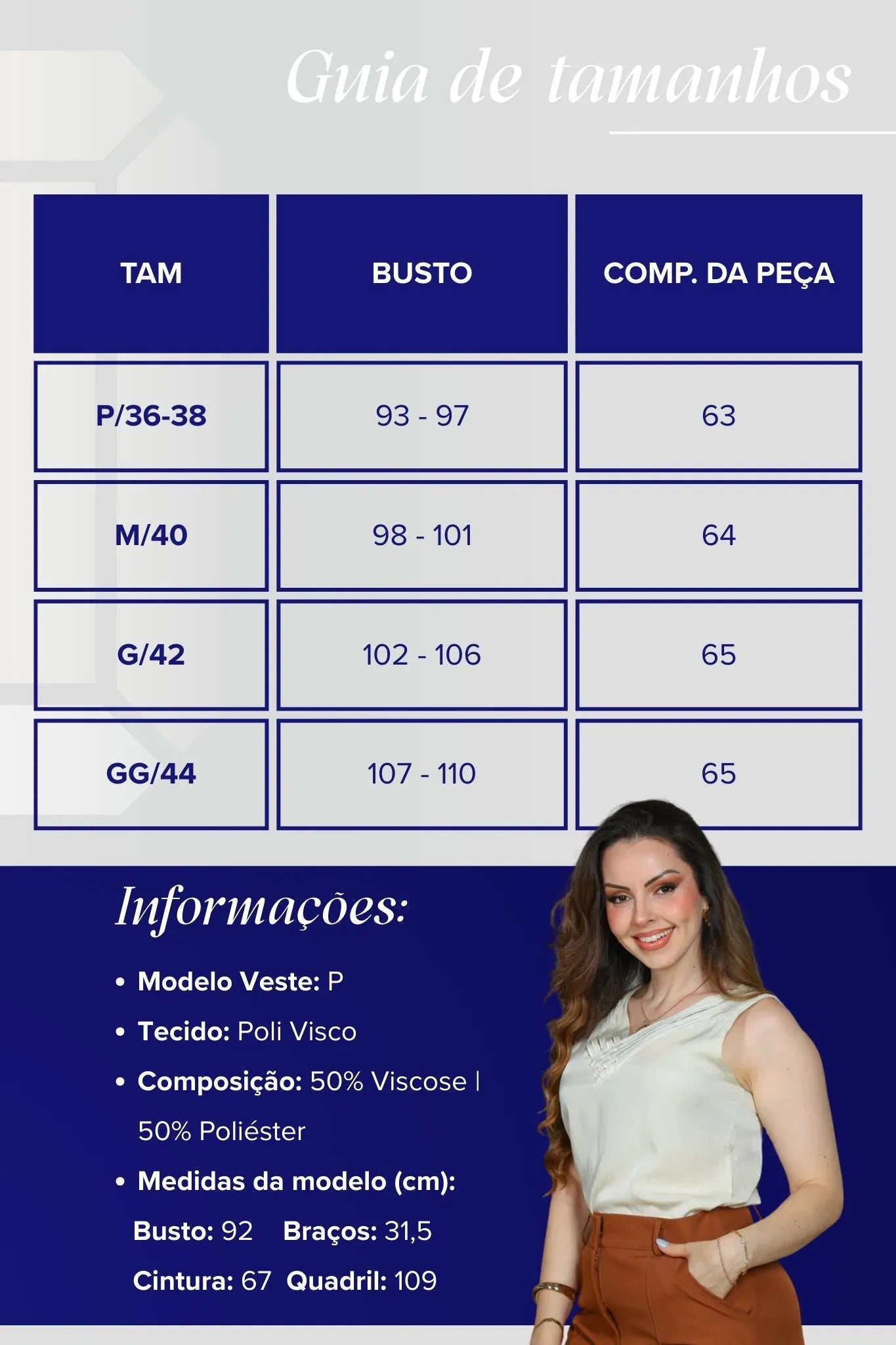 Blusa Regata em Poli Visco Detalhe Decote "V" Helena Creme