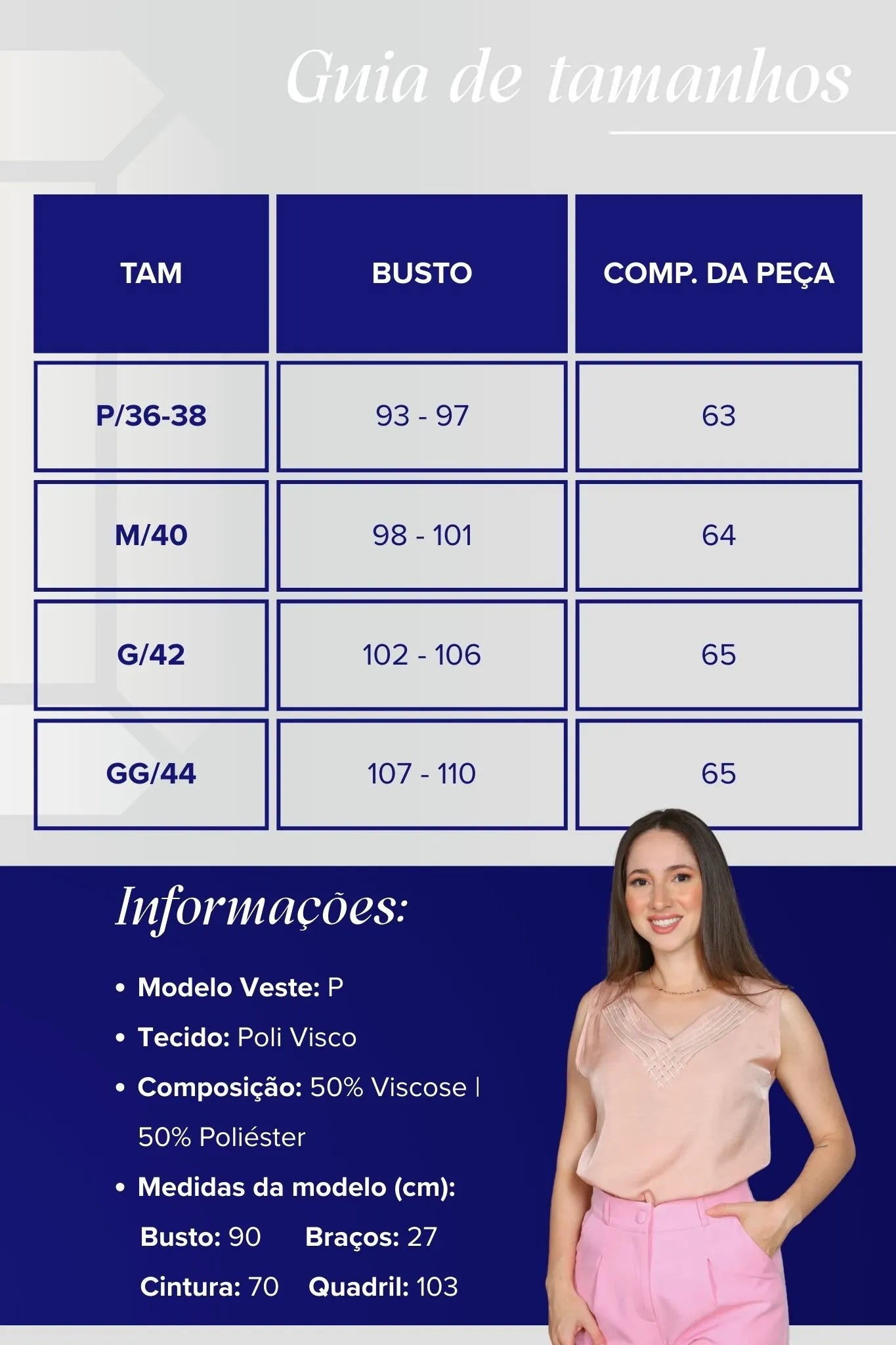 Blusa Regata em Poli Visco Detalhe Decote "V" Helena Rosa