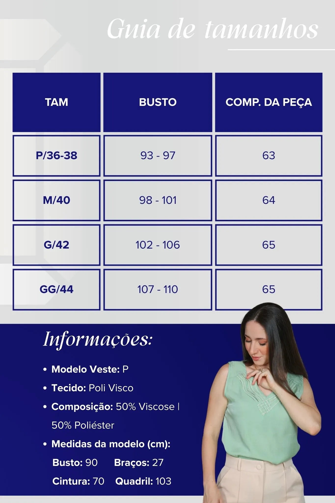 Blusa Regata em Poli Visco Detalhe Decote "V" Helena Verde