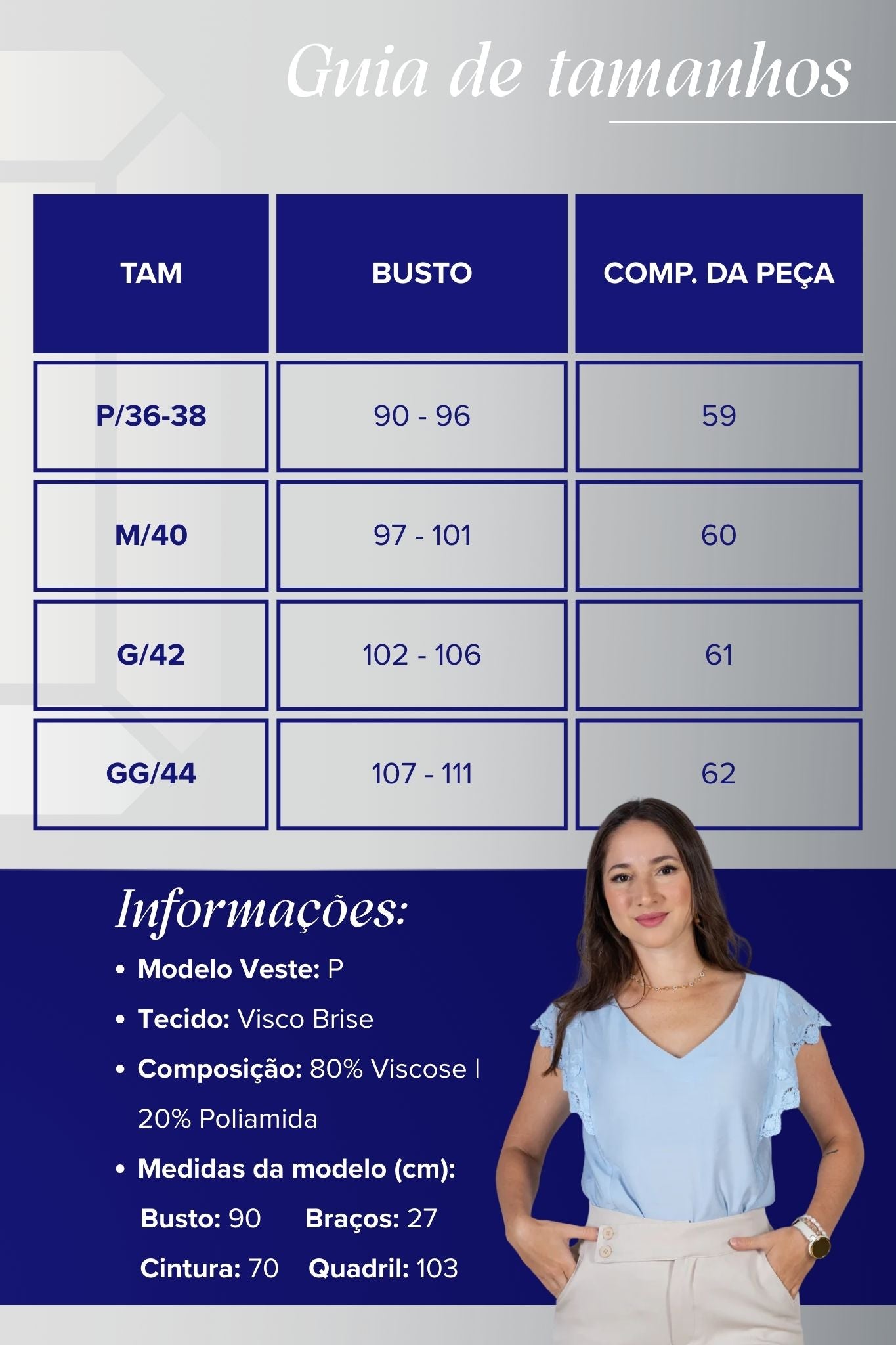 Blusa Regata Decote em "V" Visco Brise Muscle Tee com Detalhe em Renda Eloá Azul