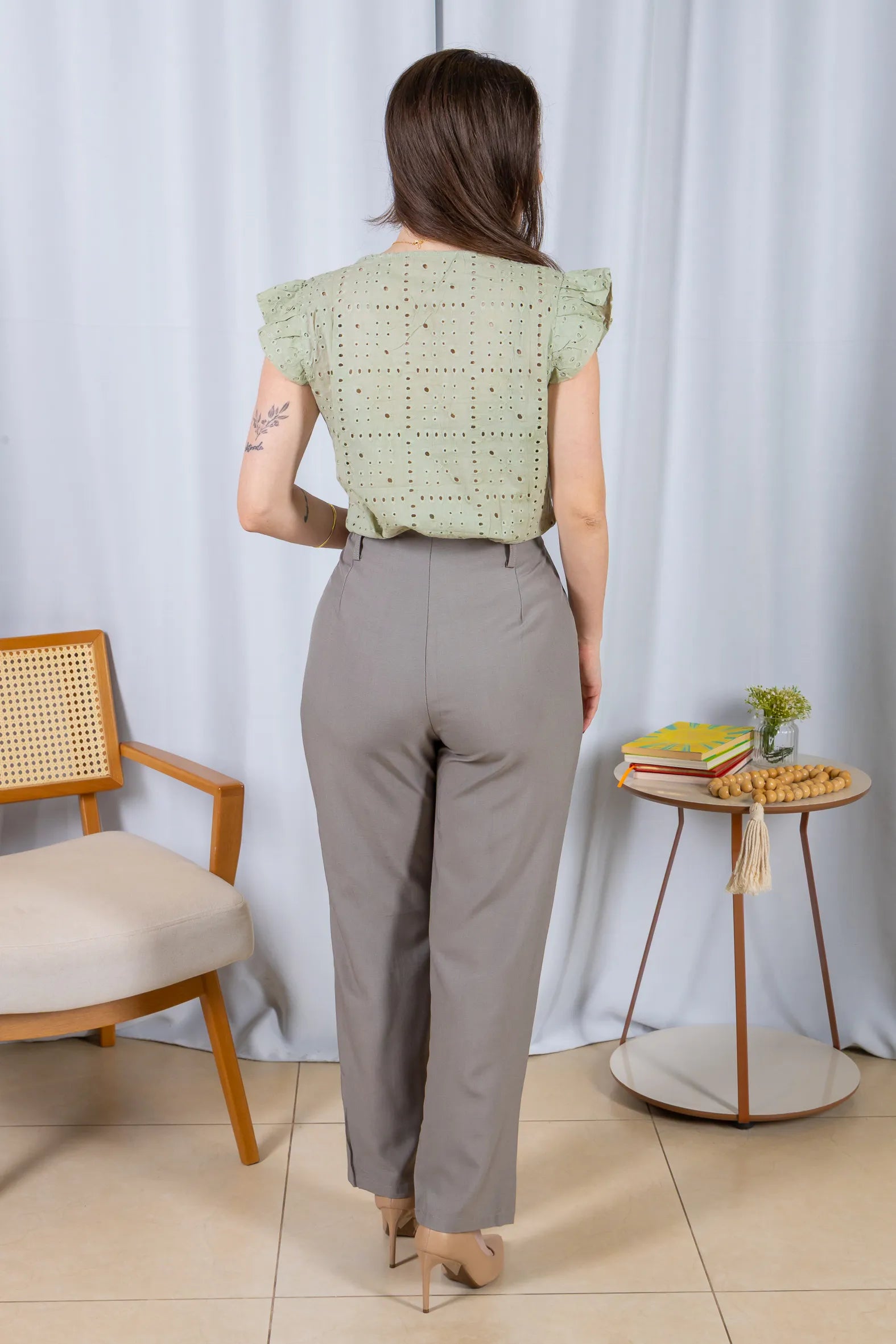 Regata Babados Cotton Em Laise Gabriela Verde