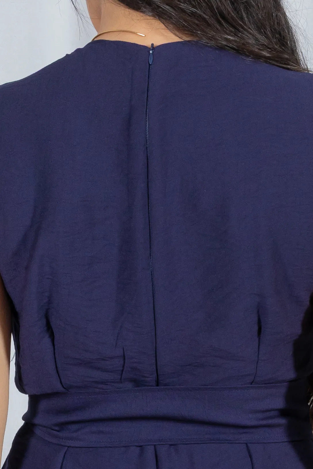 Macacão Pantalona Visco Urban Alfaiataria Nara Azul Marinho