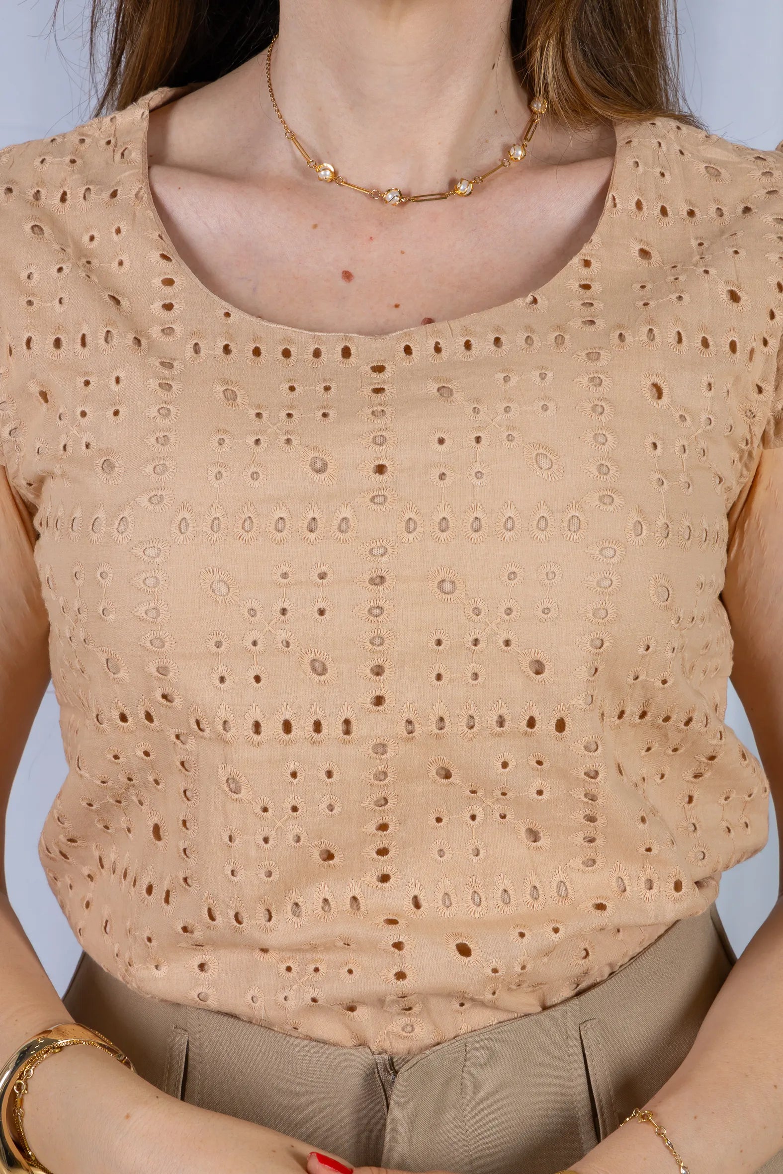 Regata Babados Cotton Em Laise Gabriela Bege