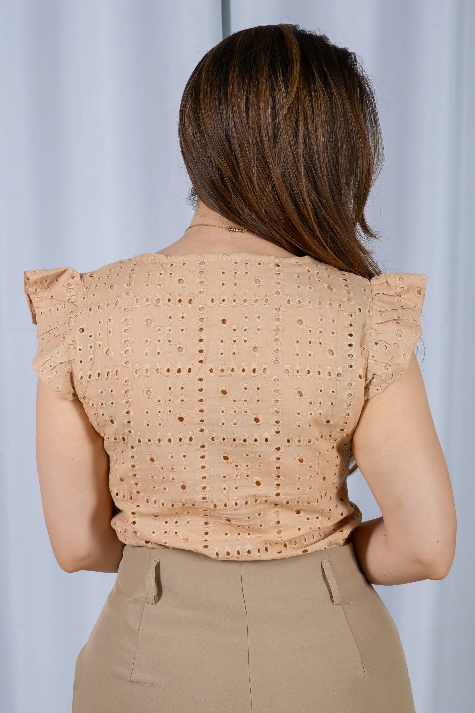 Regata Babados Cotton Em Laise Gabriela Bege