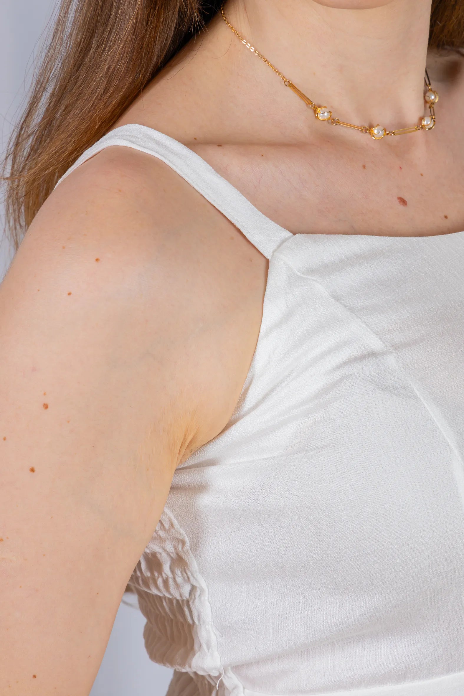 Vestido Midi Alças Detalhe Bordado Crepe Brise Lorena Branco